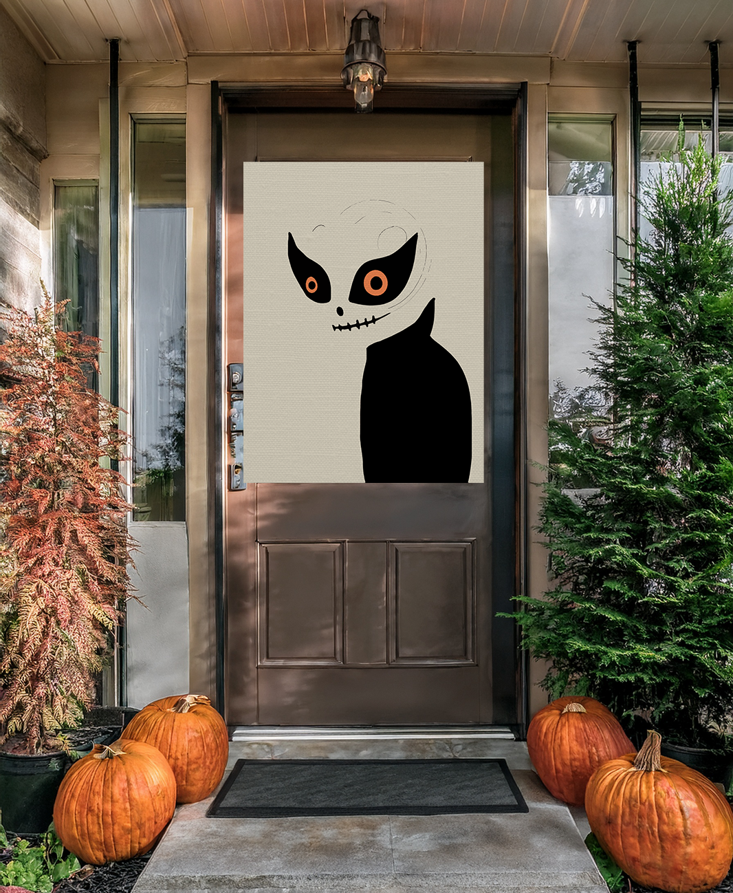 Midwest Mod Mysterious Monster Seasonal Silk Poster, Indoor and Outdoor Decor, Unique Home Decor, Seasonal Decor, Halloween, skeleton