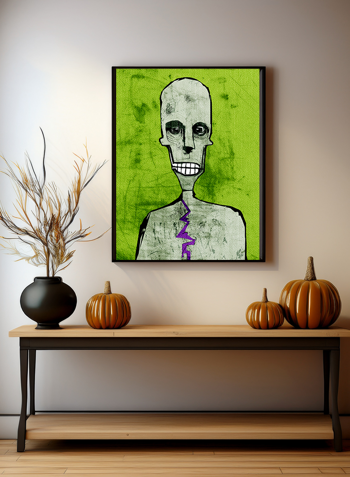 Midwest Mod Smiling Zombie Seasonal Silk Poster, Indoor and Outdoor Decor, Unique Home Decor, Seasonal Decor, Halloween, Zombie
