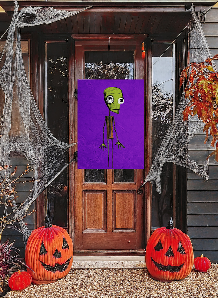 Midwest Mod Confused Zombie Seasonal Silk Poster, Indoor and Outdoor Decor, Unique Home Decor, Seasonal Decor, Halloween, Zombie