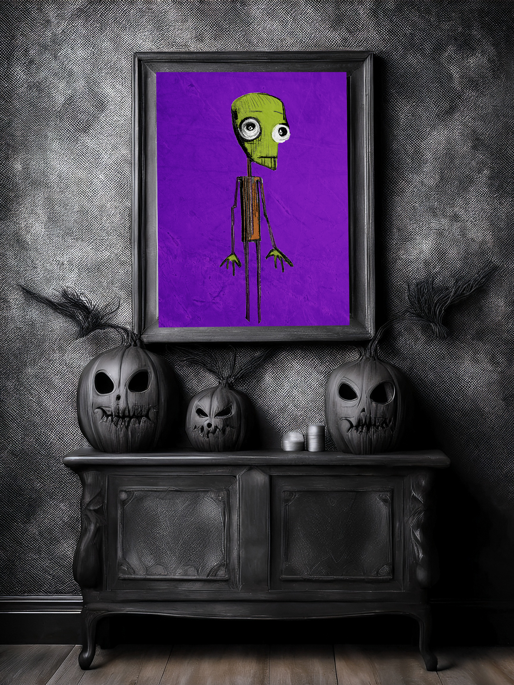 Midwest Mod Confused Zombie Seasonal Silk Poster, Indoor and Outdoor Decor, Unique Home Decor, Seasonal Decor, Halloween, Zombie