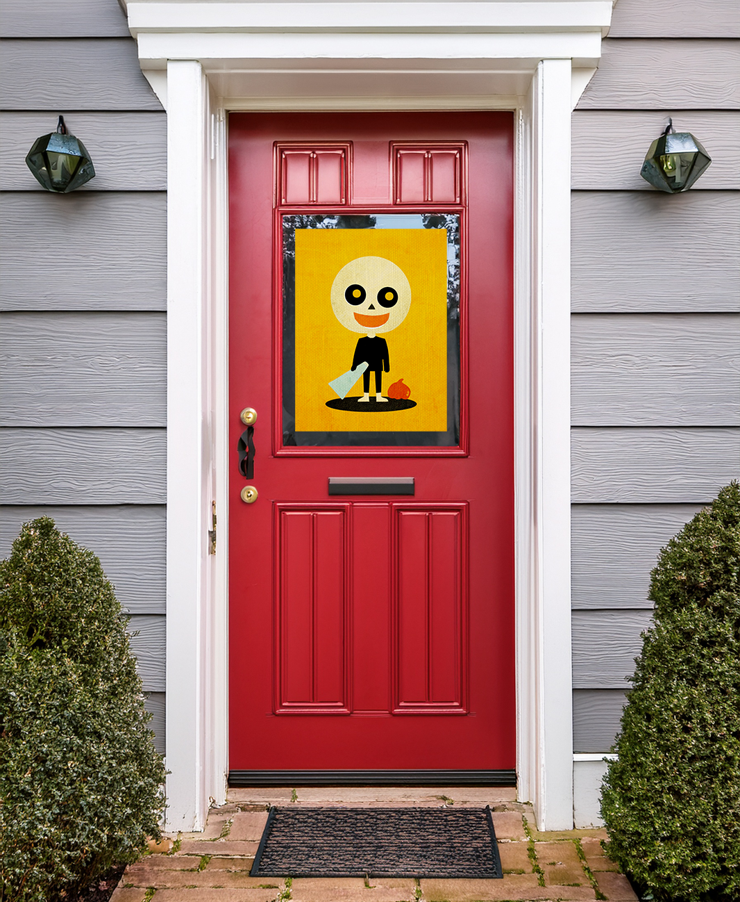 Midwest Mod Pumpkin Head Seasonal Silk Poster, Indoor and Outdoor Decor, Unique Home Decor, Seasonal Decor, Halloween, pumpkin head