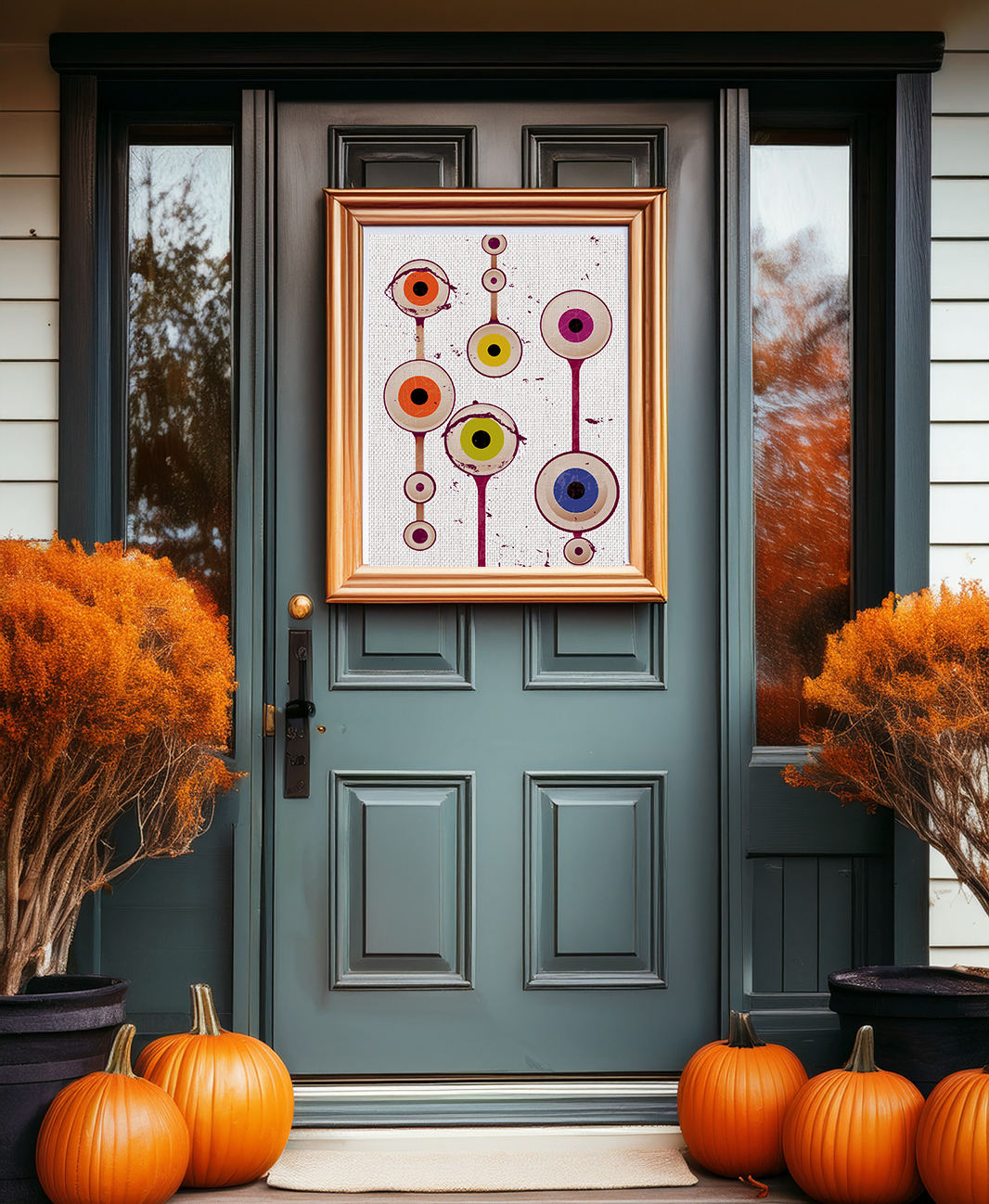 Midwest Mod Abstract Eyeballs Seasonal Silk Poster, Indoor and Outdoor Decor, Unique Home Decor, Seasonal Decor, Halloween, eyeballs