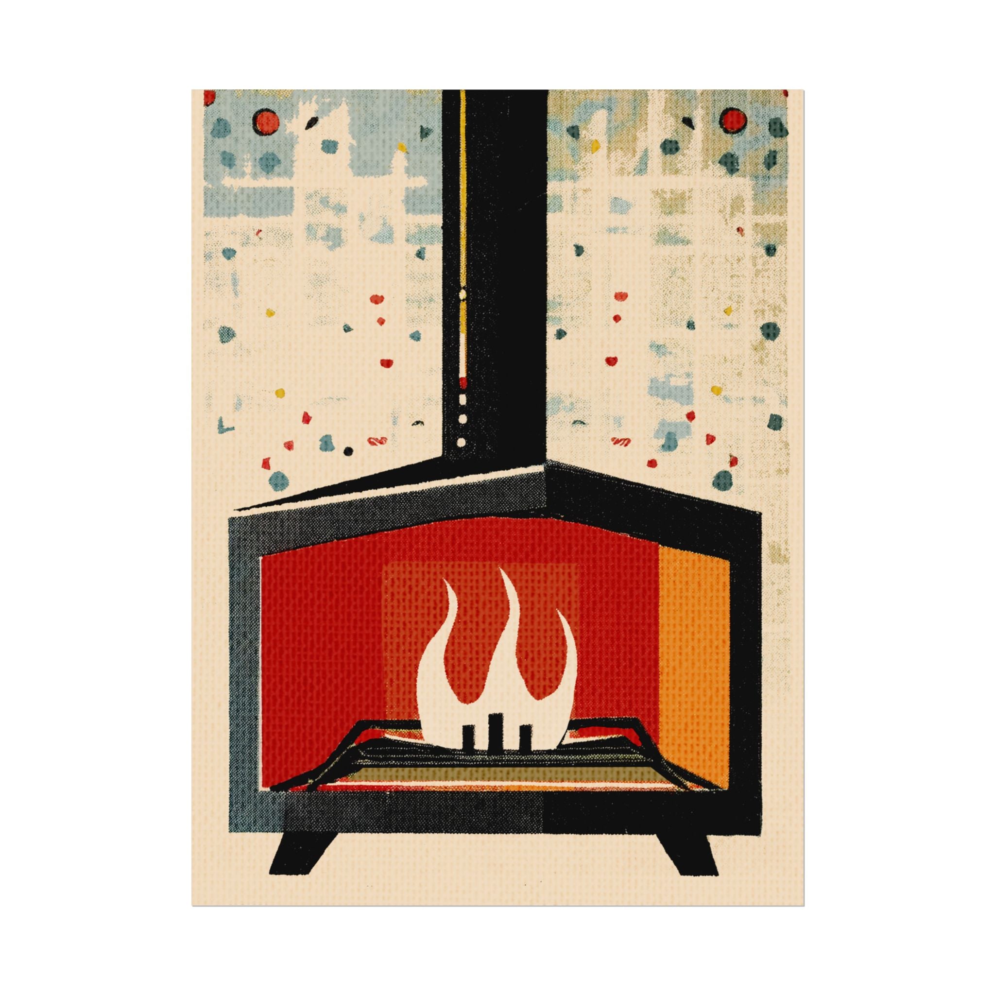 Mid Century Modern Fireplace Art Print Rolled Poster | Wall Art, Midwest Mod