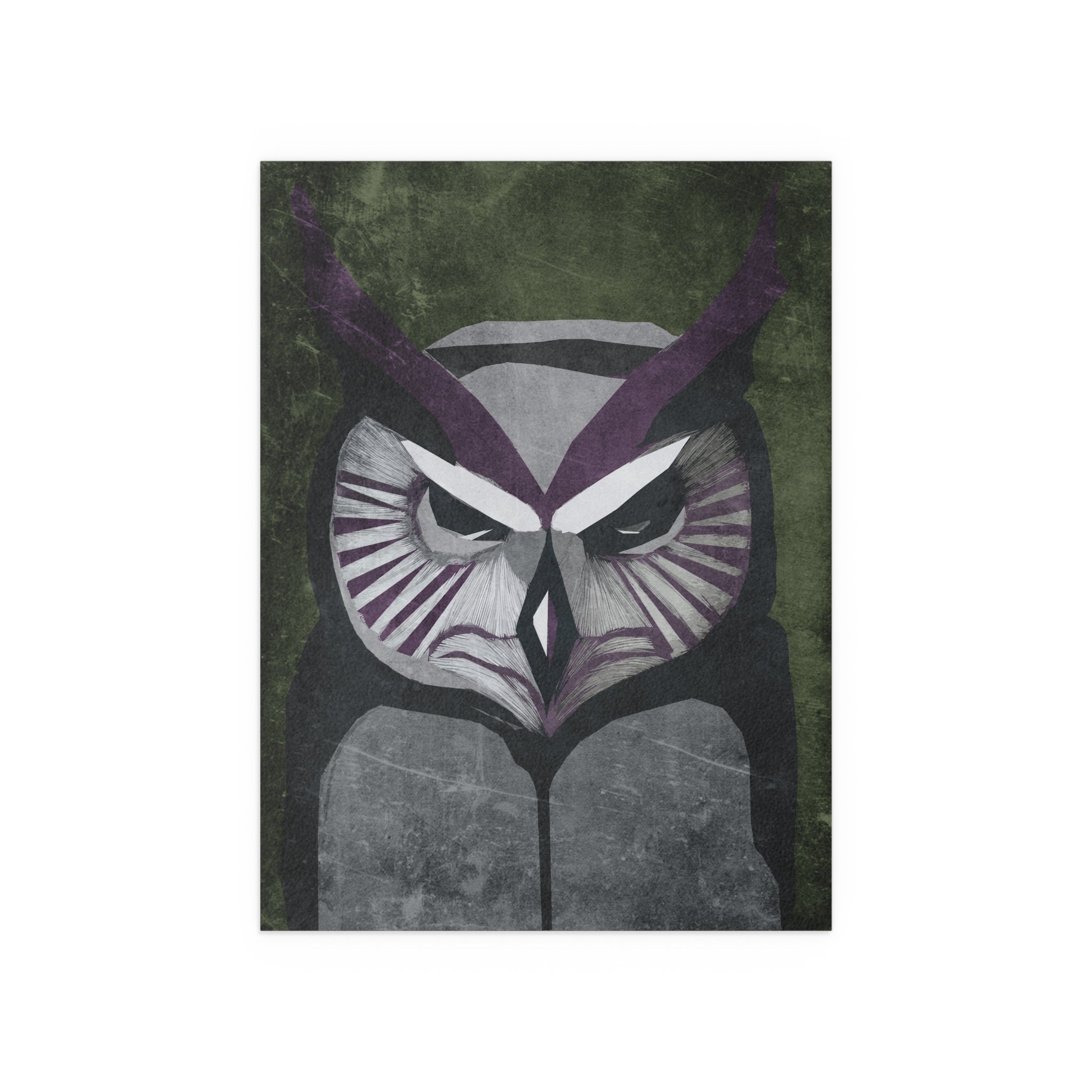 Midwest Mod Mad Staring Owl Seasonal Silk Poster, Indoor and Outdoor Decor, Unique Home Decor, Seasonal Decor, Halloween, Owl