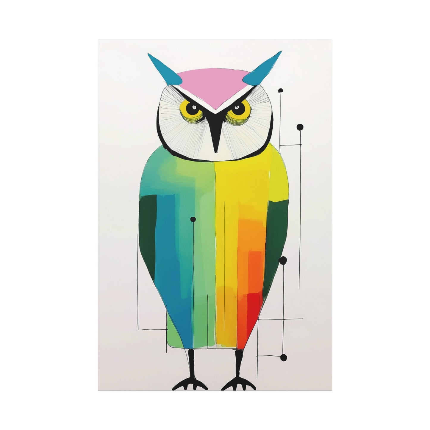 Modern Graphic Art Print Mod Inspired Owl - Matte Canvas, Stretched, 1.25"