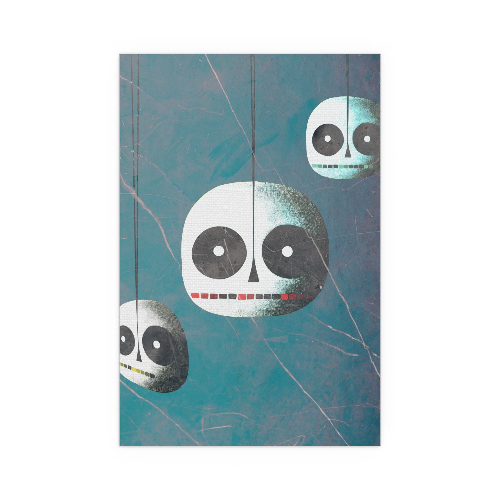 Midwest Mod Skeleton Skull Heads Seasonal Silk Poster, Indoor and Outdoor Decor, Unique Home Decor, Seasonal Decor, Halloween, skeleton heads