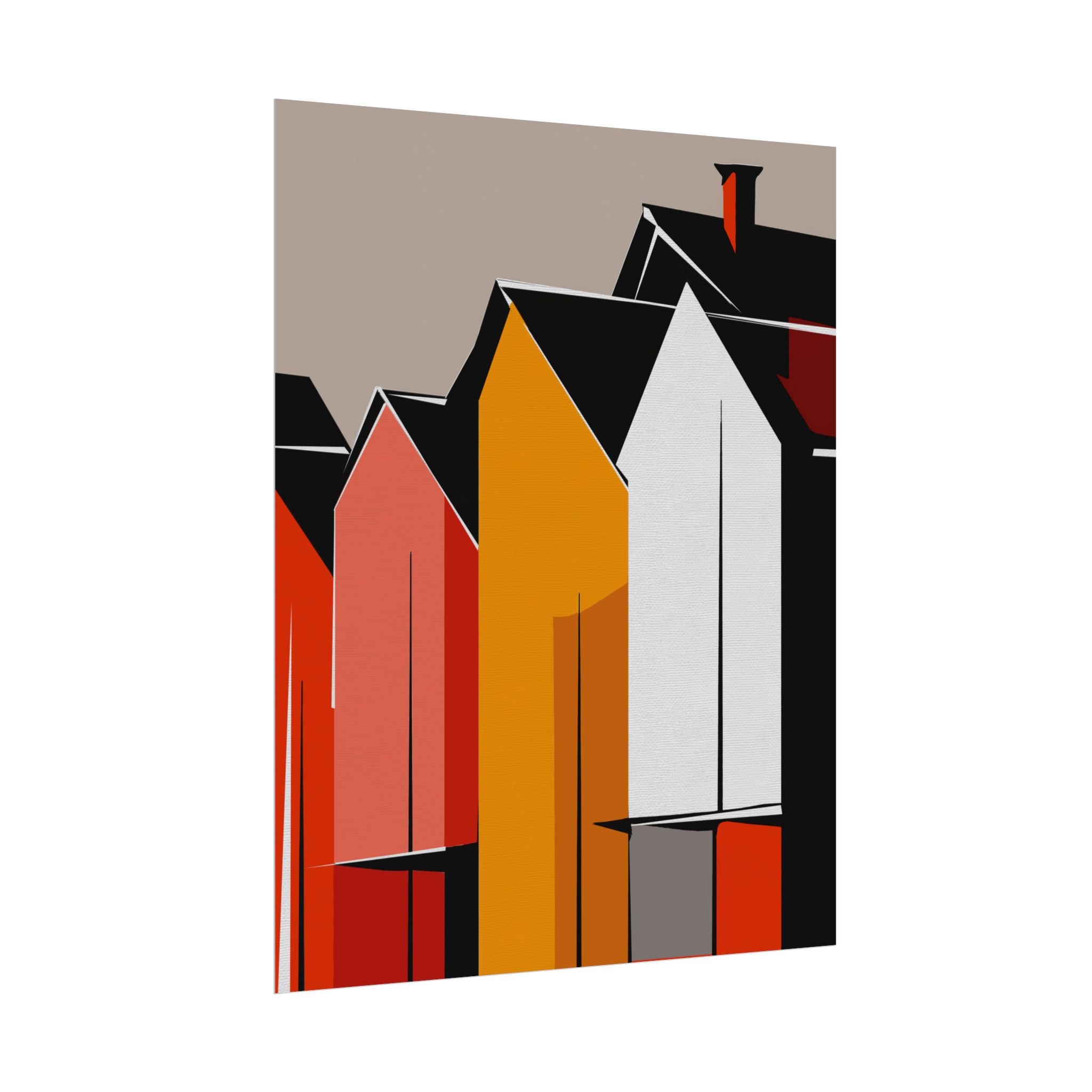 Mid Century Modern Inspired Houses Homes Art Print Rolled Poster | Wall Art, Midwest Mod, Prairie, Architecture