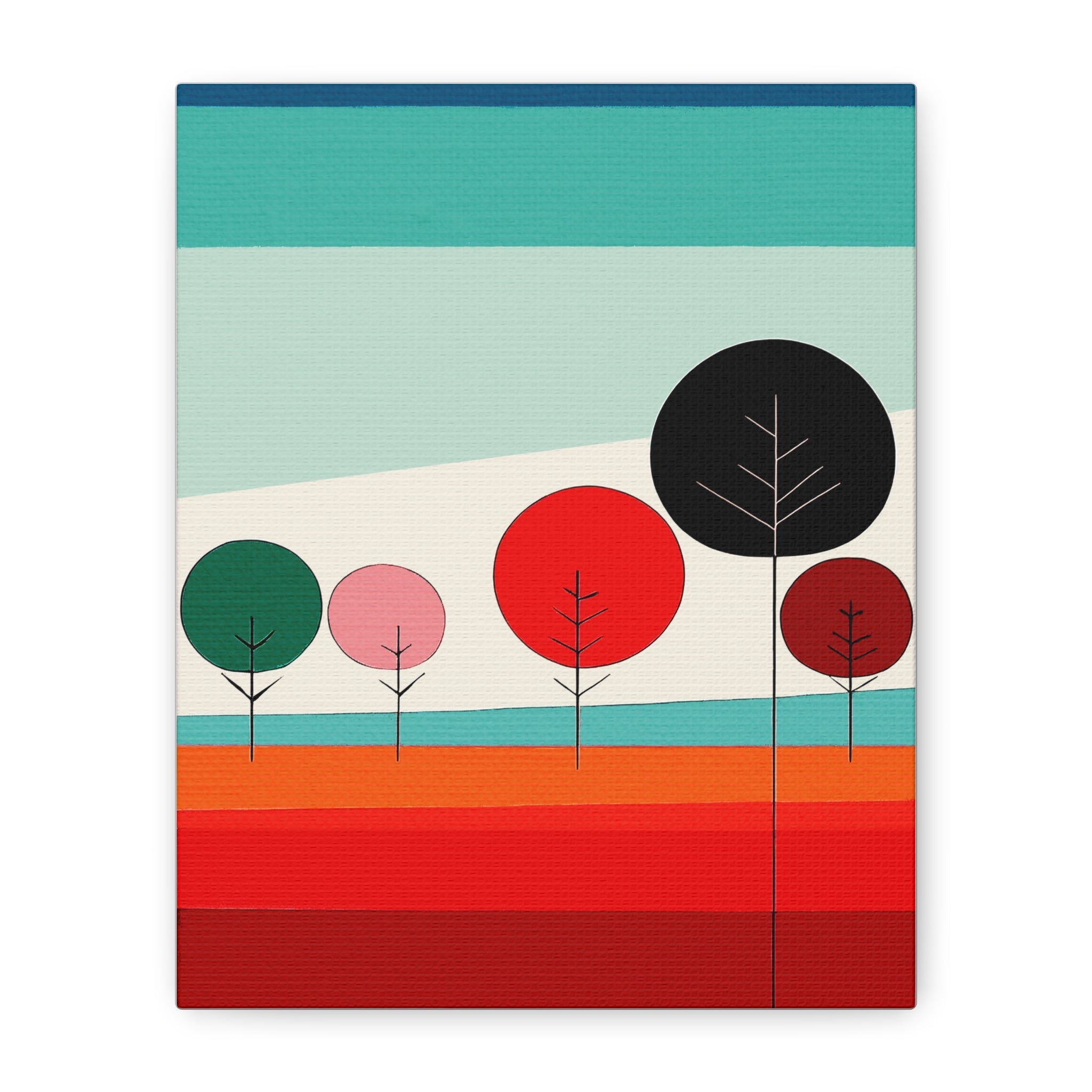 Colorful Striped Landscape with Trees - Matte Canvas, Stretched, 1.25"