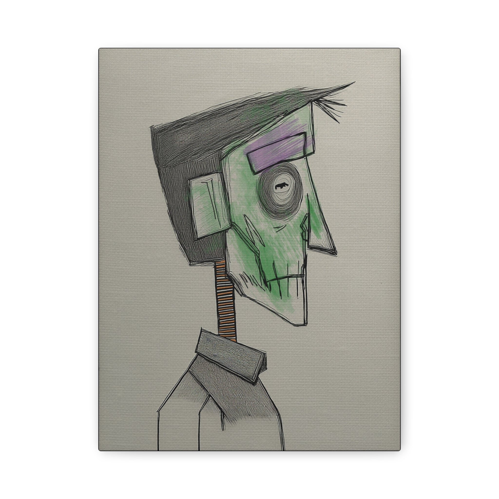 Frankenstein Frank #2 Halloween Art Print  - Matte Canvas, Stretched, 1.25"