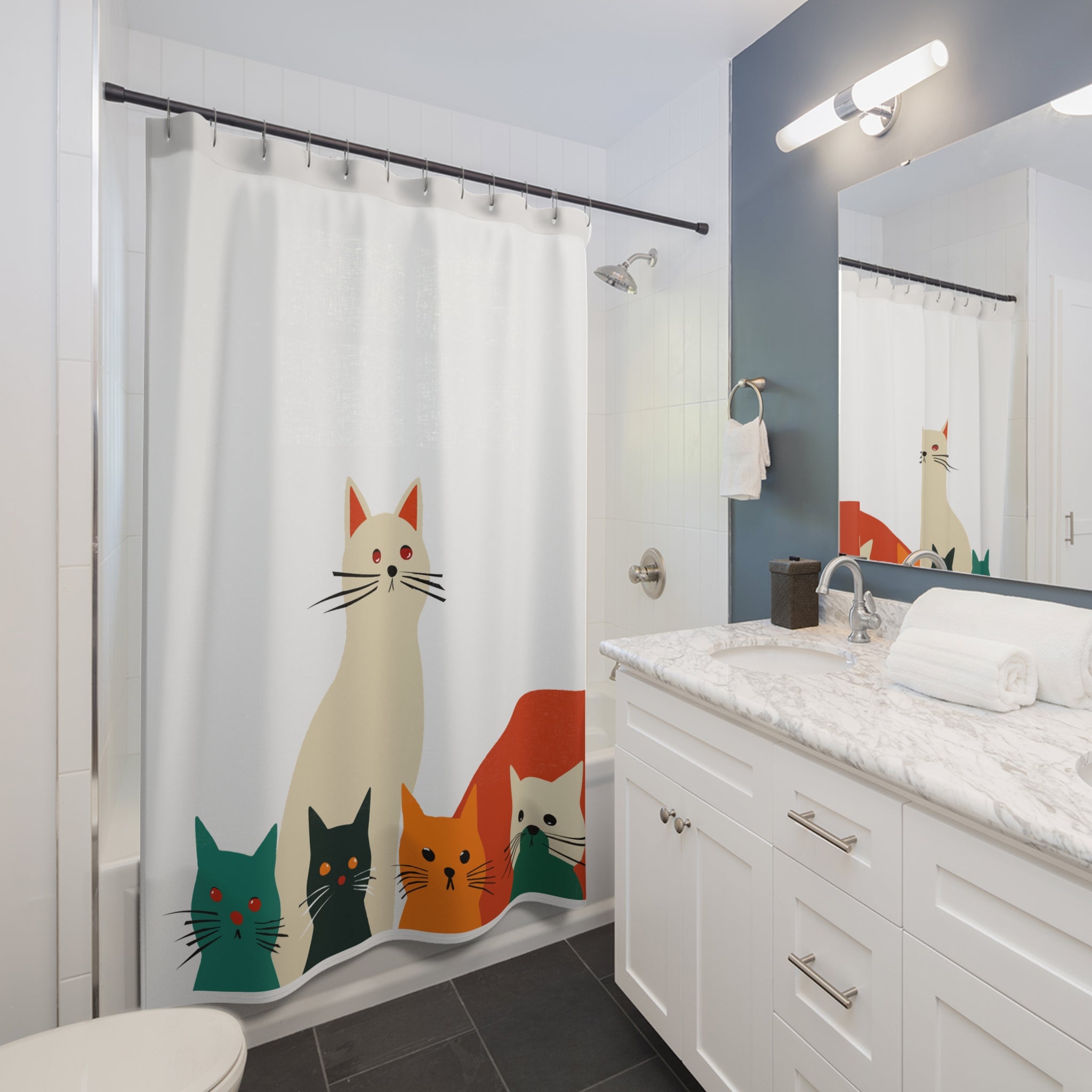 Modern Graphic Cats Cats Cats Shower Curtain
