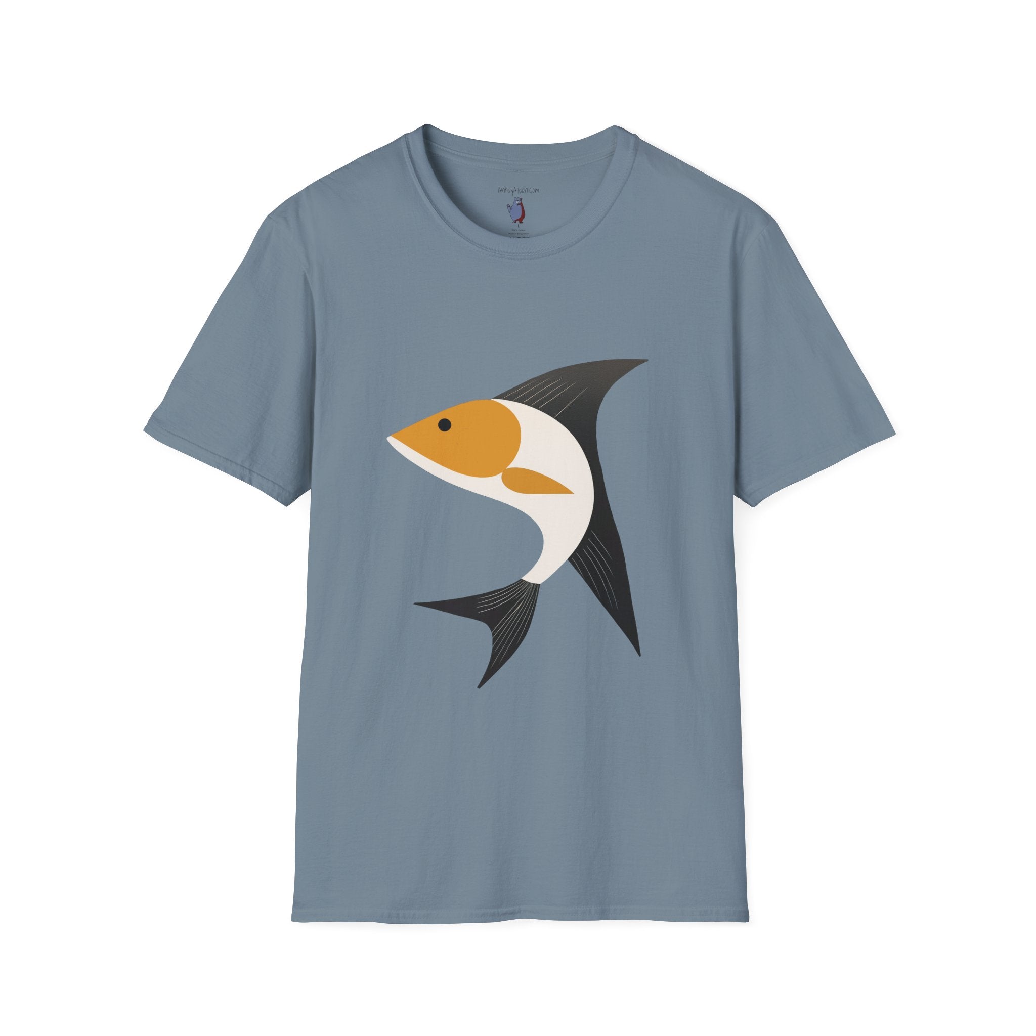 Bold Leaping Fish Graphic Art Tee - 100% Cotton T-Shirt