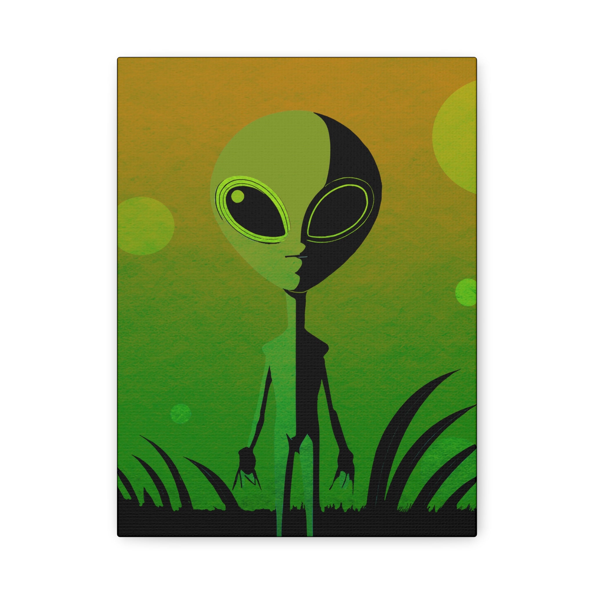 Halloween Seasonal Midwest Mod Green Gradient Martian Alien Art Print  - Matte Canvas, Stretched, 1.25"