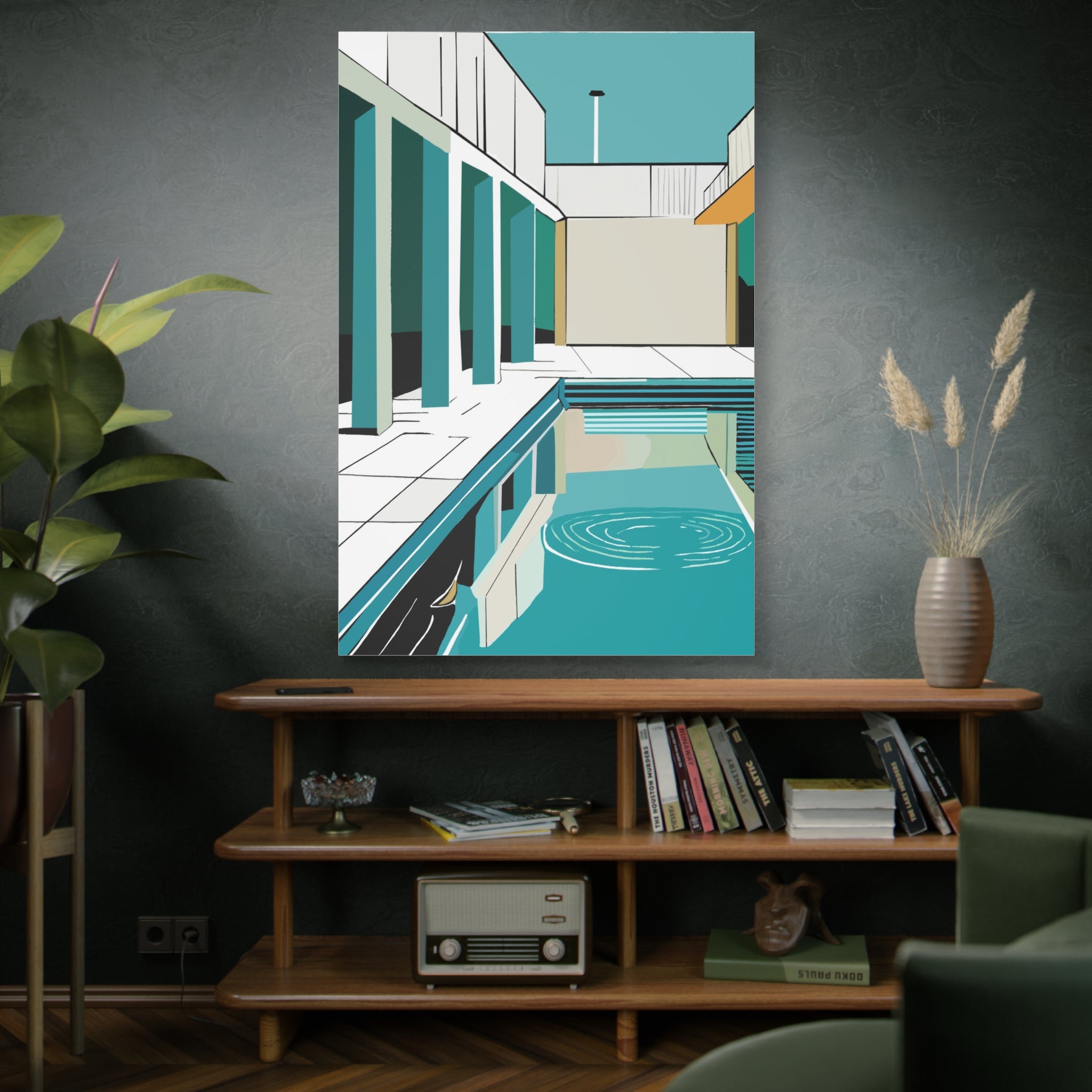 Mid Century Modern Inspired Pool Number One - Matte Canvas, Stretched, 1.25"