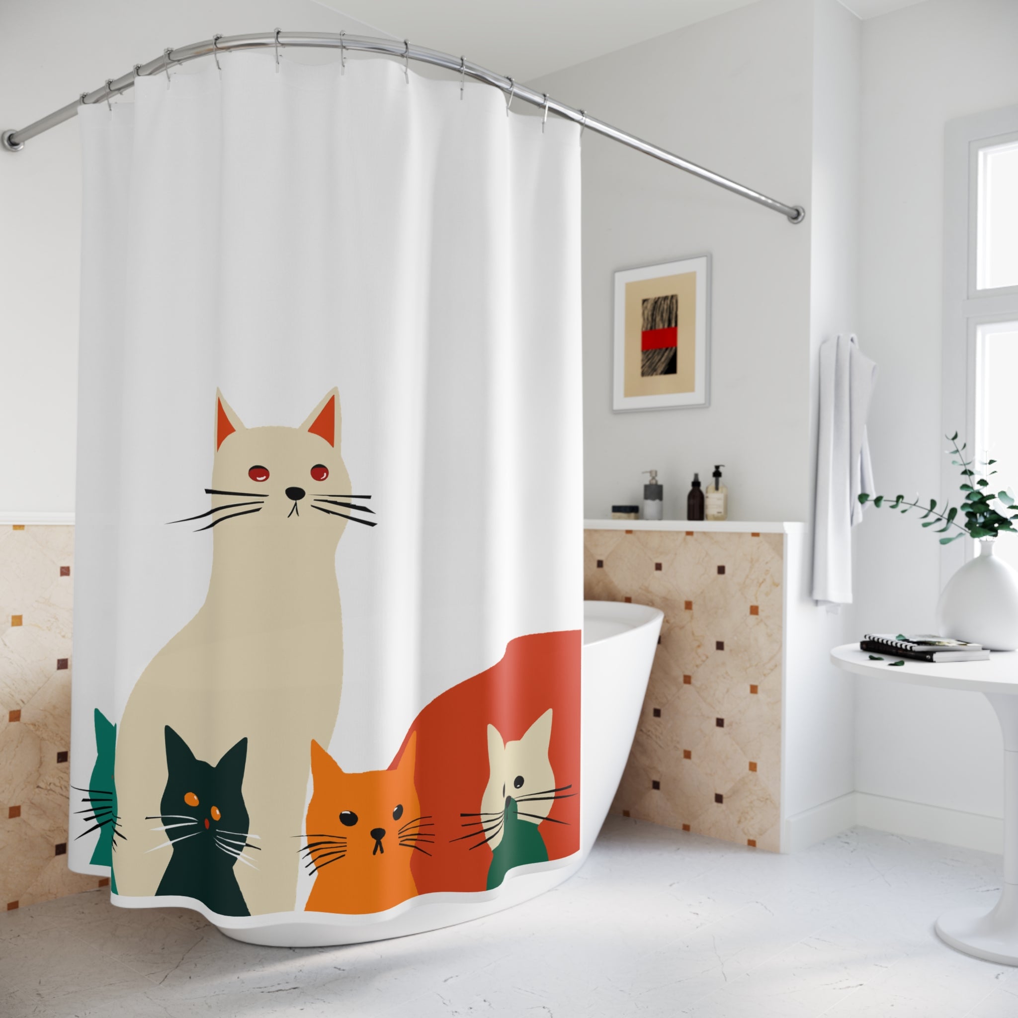 Modern Graphic Cats Cats Cats Shower Curtain
