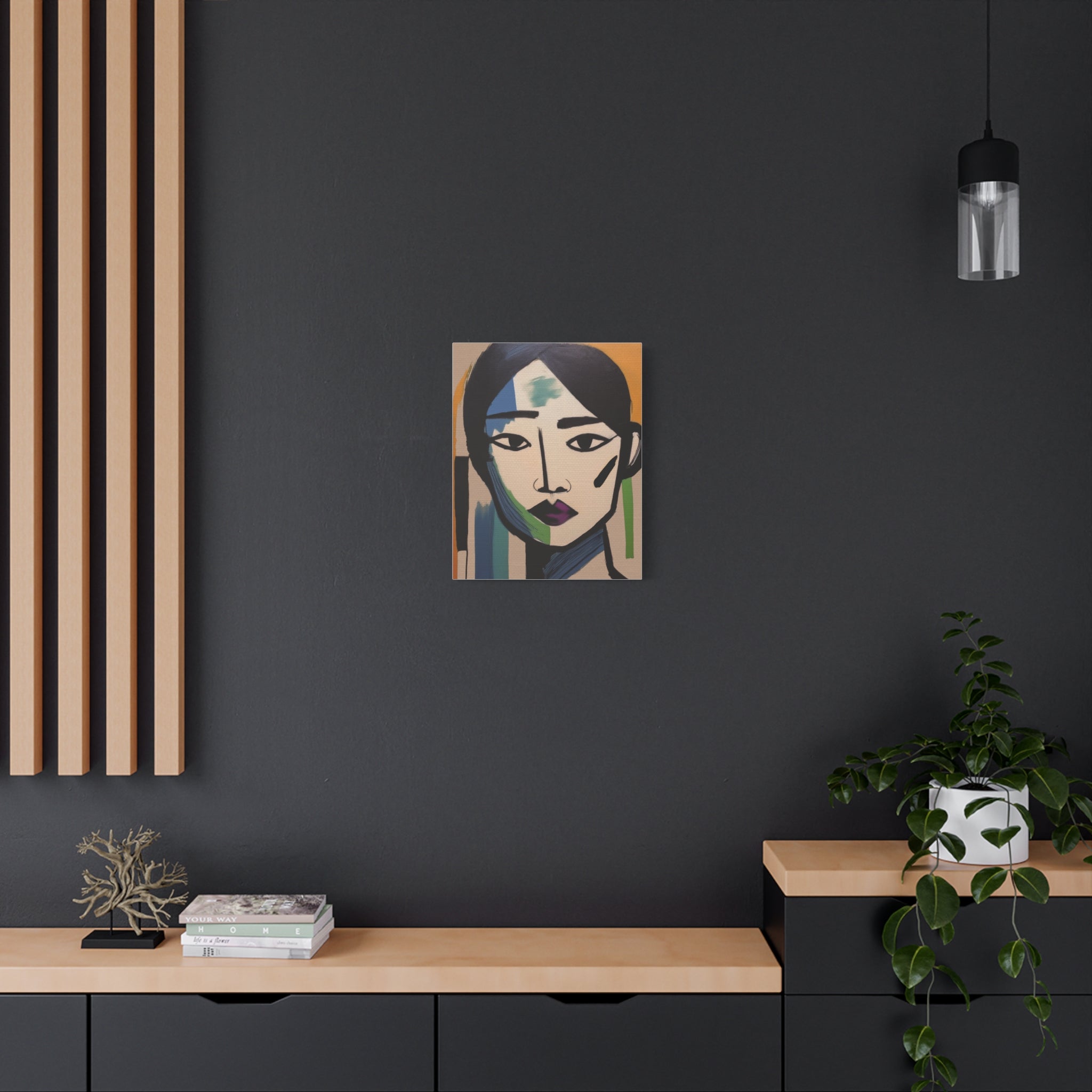 Abstract Warrior Woman Portrait Art Print - Matte Canvas, Stretched, 1.25"