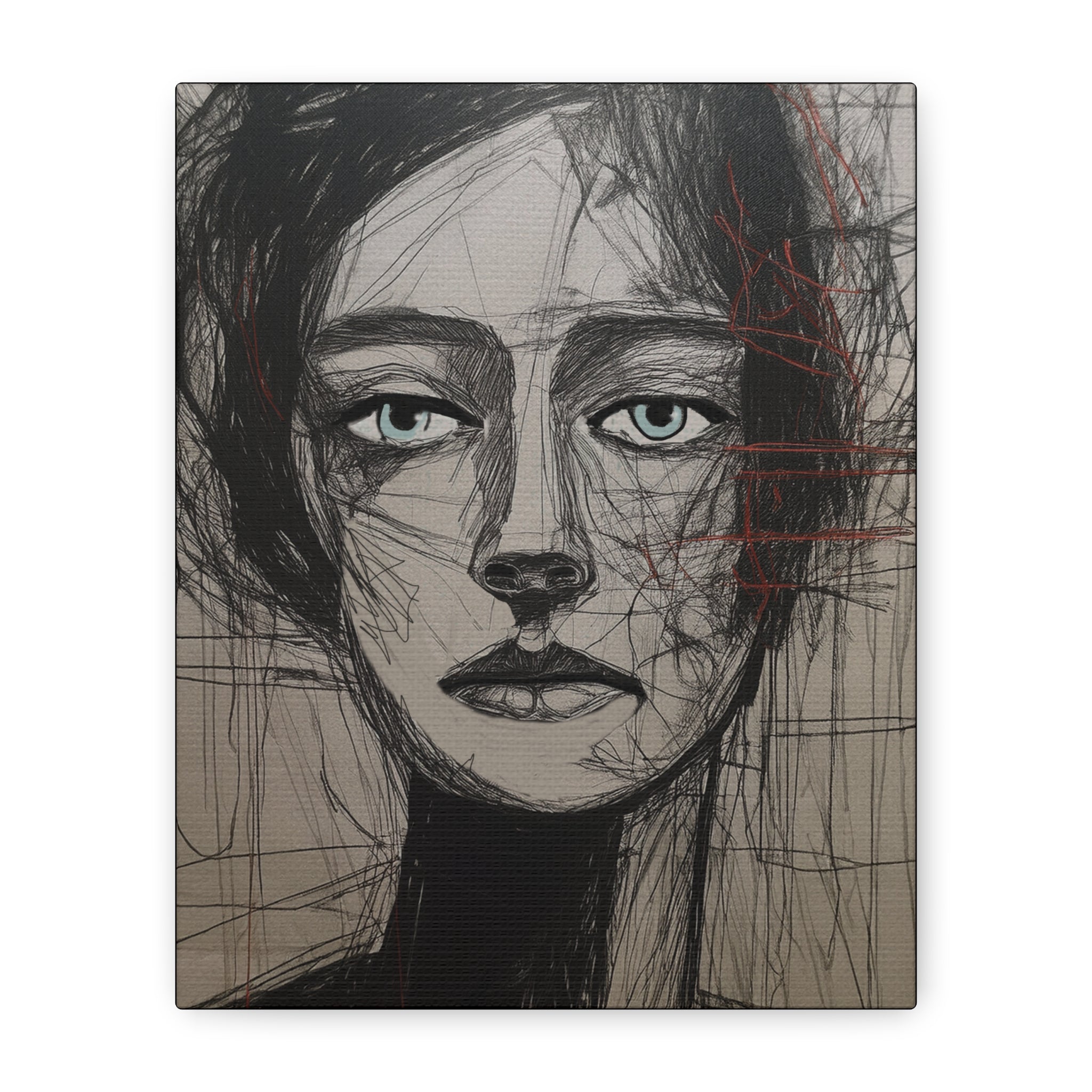 Abstract Woman Portrait Collaborative Modern Art Print Number Two- Matte Canvas, Stretched, 1.25"