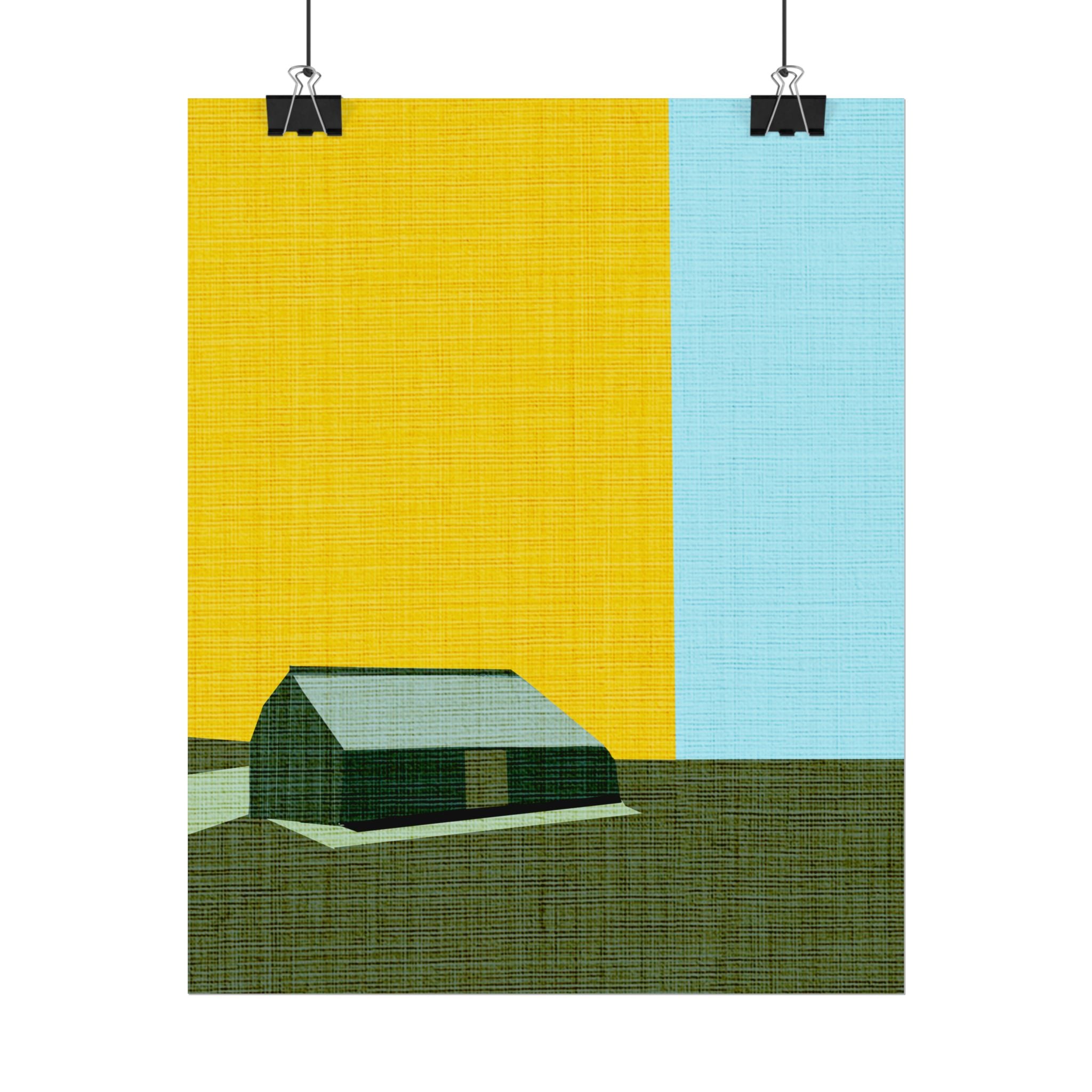 Midwest Modern Prairie Green Barn Landscape Print Rolled Poster | Wall Art, Midwest Mod, Prairie, Architecture