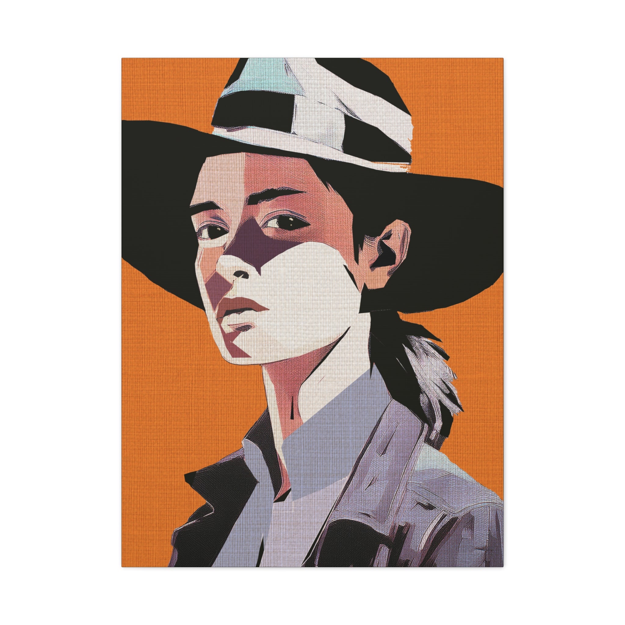 Abstract Cowgirl Portrait Collaborative Modern Art Print - Matte Canvas, Stretched, 1.25"