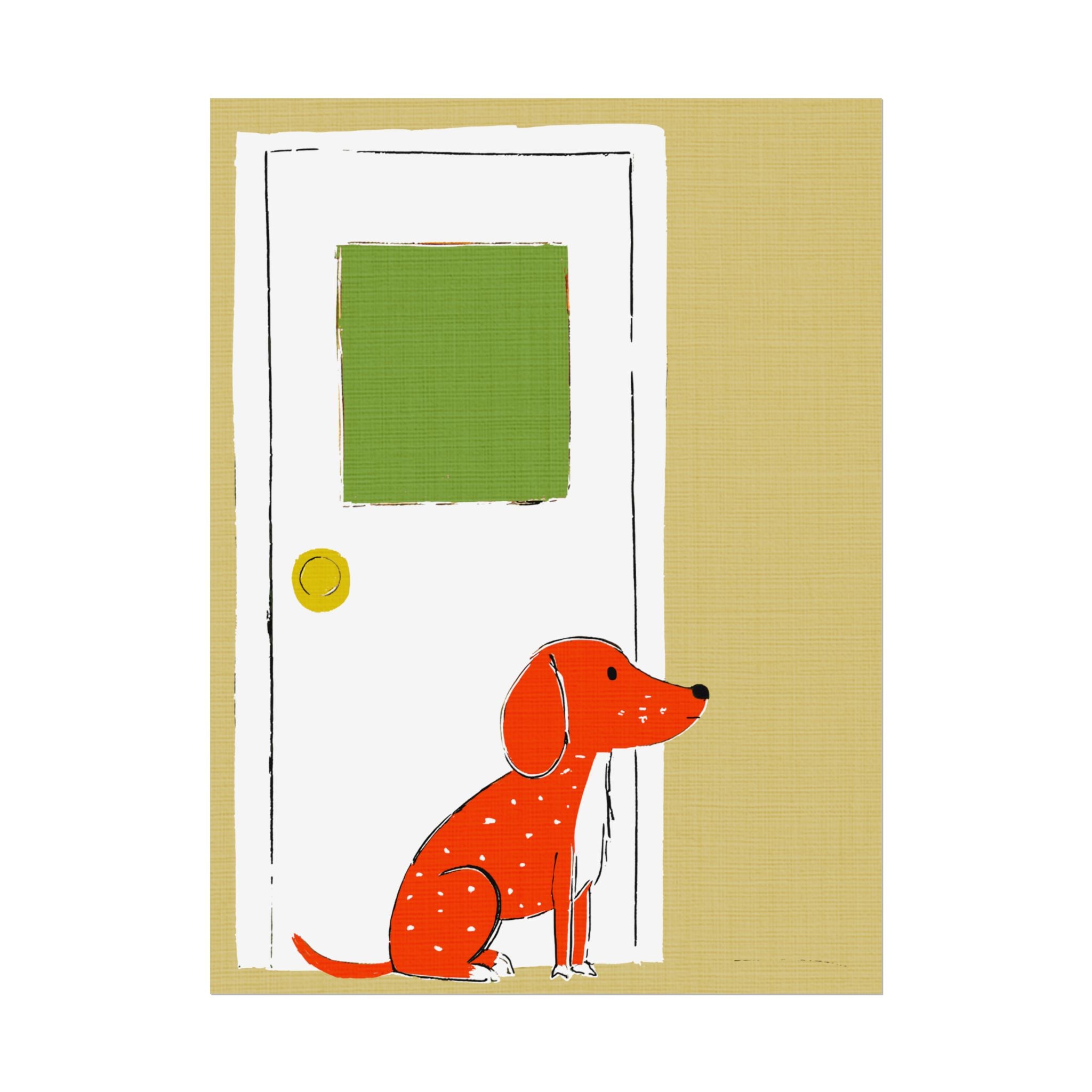 Midwest Mod Dog at Door Nursery Kids Art Print Rolled Poster | Wall Art, Midwest Mod, Dog, Dog at Door, Welcome Home