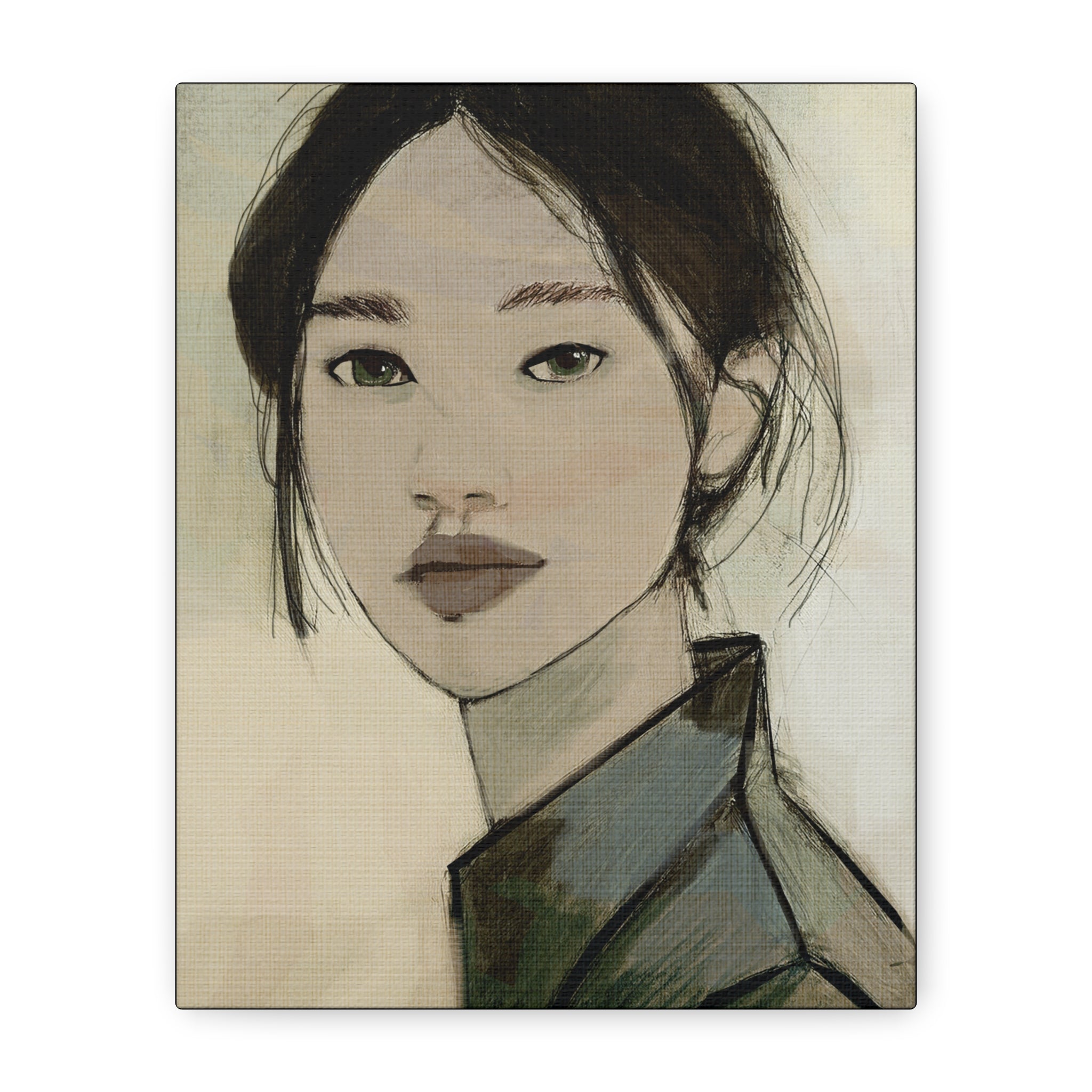 Abstract Woman Portrait Collaborative Modern Art Print Number Three- Matte Canvas, Stretched, 1.25"