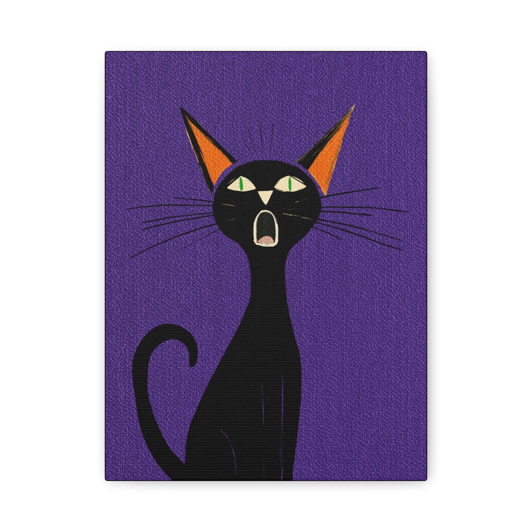 Halloween Seasonal Midwest Mod Scaredy Cat Pop Art Print  - Matte Canvas, Stretched, 1.25"