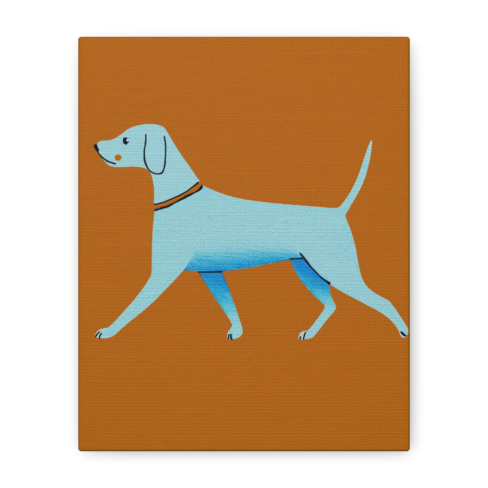 Midwest Modern Retro Blue Lab in Blue Dog Pup Print - Matte Canvas, Stretched, 1.25"