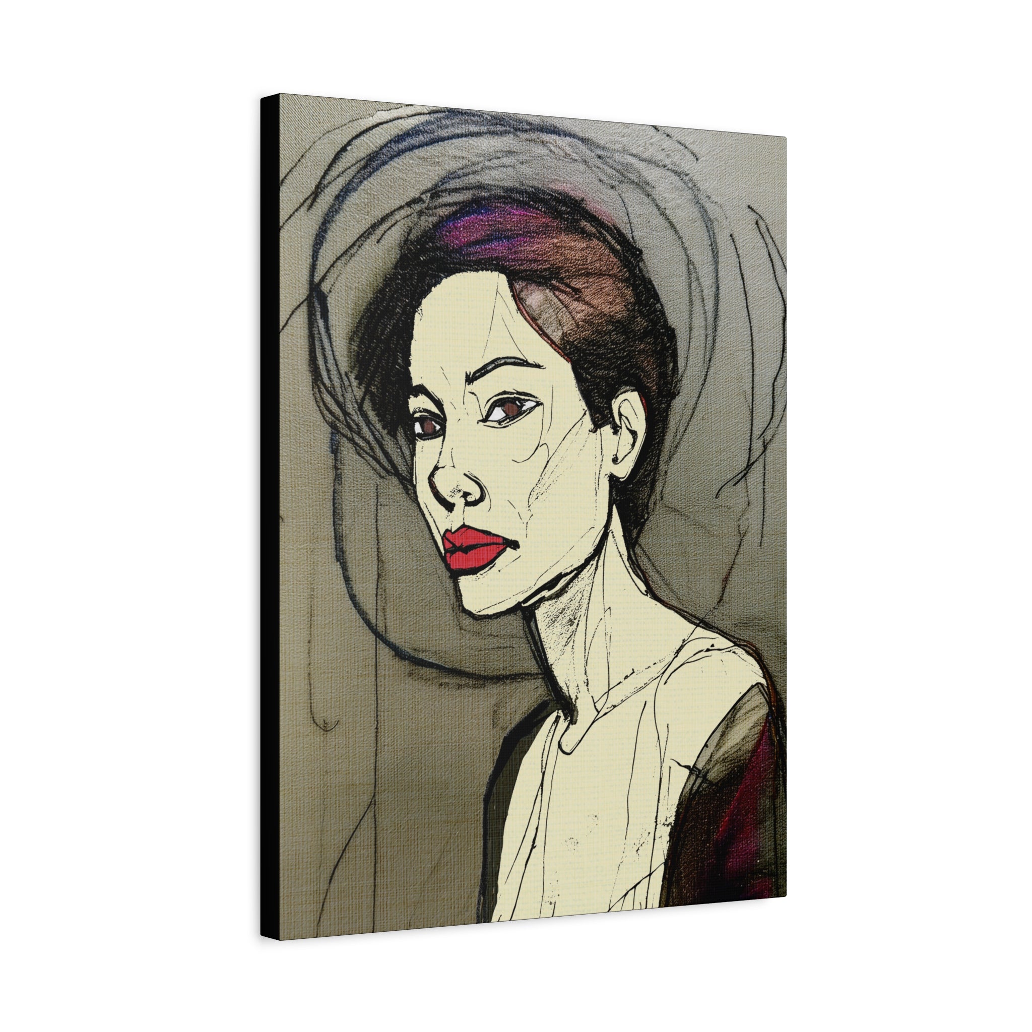 Abstract Woman Portrait Collaborative Modern Art Print Number One - Matte Canvas, Stretched, 1.25"