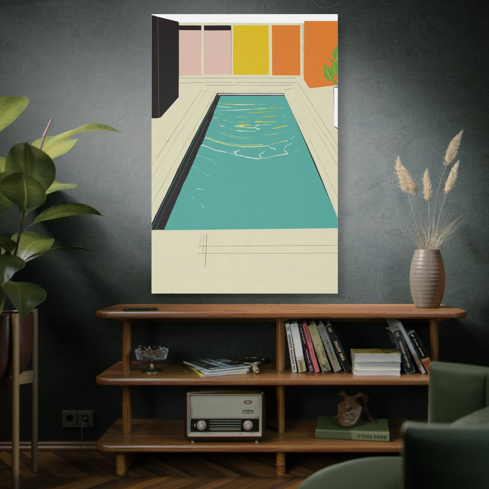 Mid Century Modern Inspired Pool Number Three - Matte Canvas, Stretched, 1.25"
