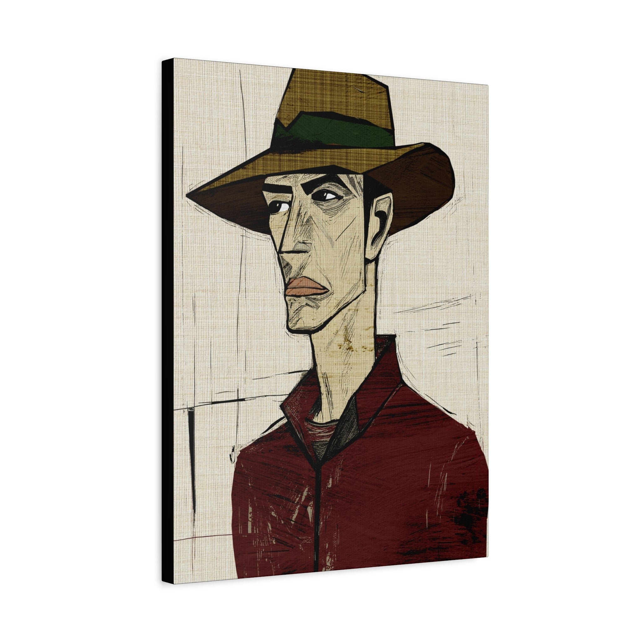 Abstract Cowboy Portrait Collaborative Modern Art Print Number Two - Matte Canvas, Stretched, 1.25"
