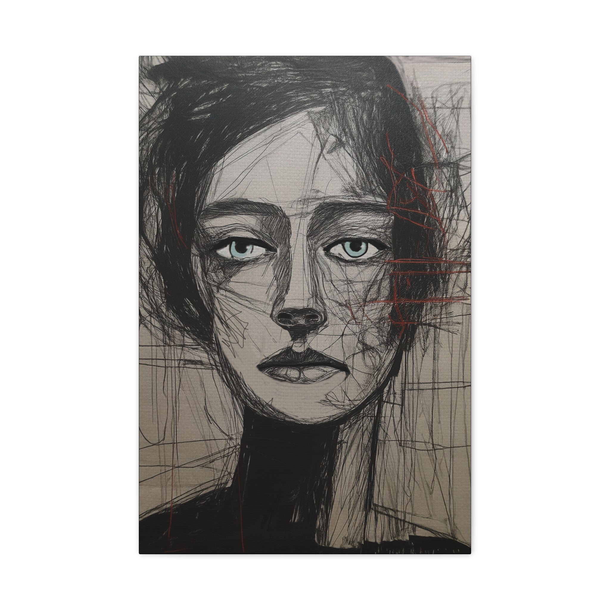 Abstract Woman Portrait Collaborative Modern Art Print Number Two- Matte Canvas, Stretched, 1.25"