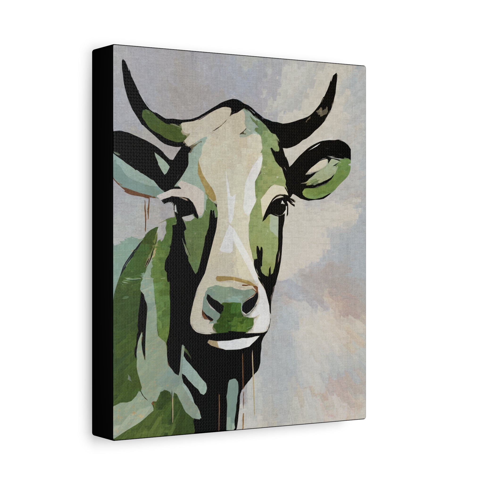 He Is A Boss - Modern Abstract Cow Portrait - Matte Canvas, Stretched, 1.25"