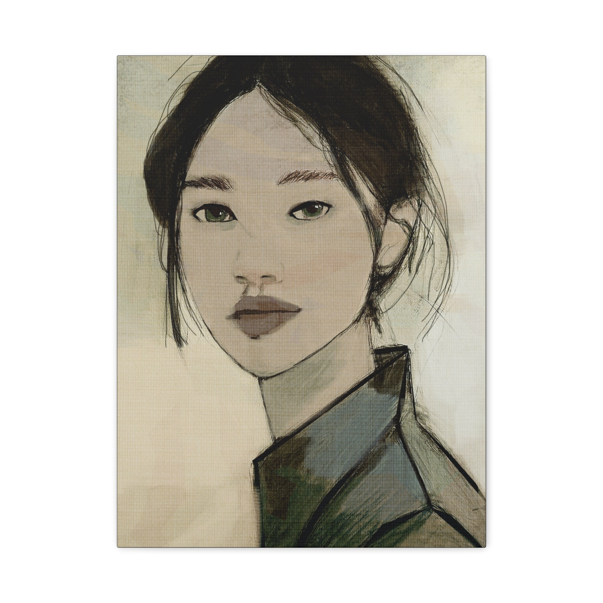 Abstract Woman Portrait Collaborative Modern Art Print Number Three- Matte Canvas, Stretched, 1.25"