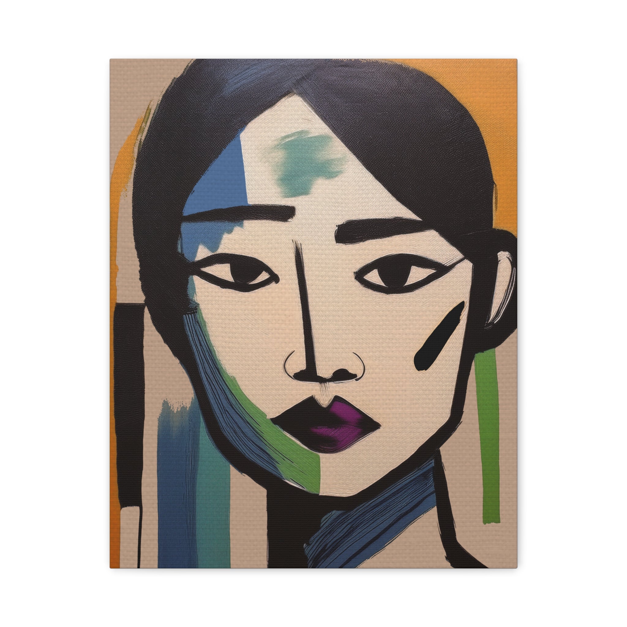 Abstract Warrior Woman Portrait Art Print - Matte Canvas, Stretched, 1.25"