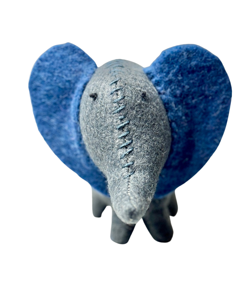 Folk Art Soft Sculpture Free Standing Elephant  - Mable Bush Willow - One of a Kind