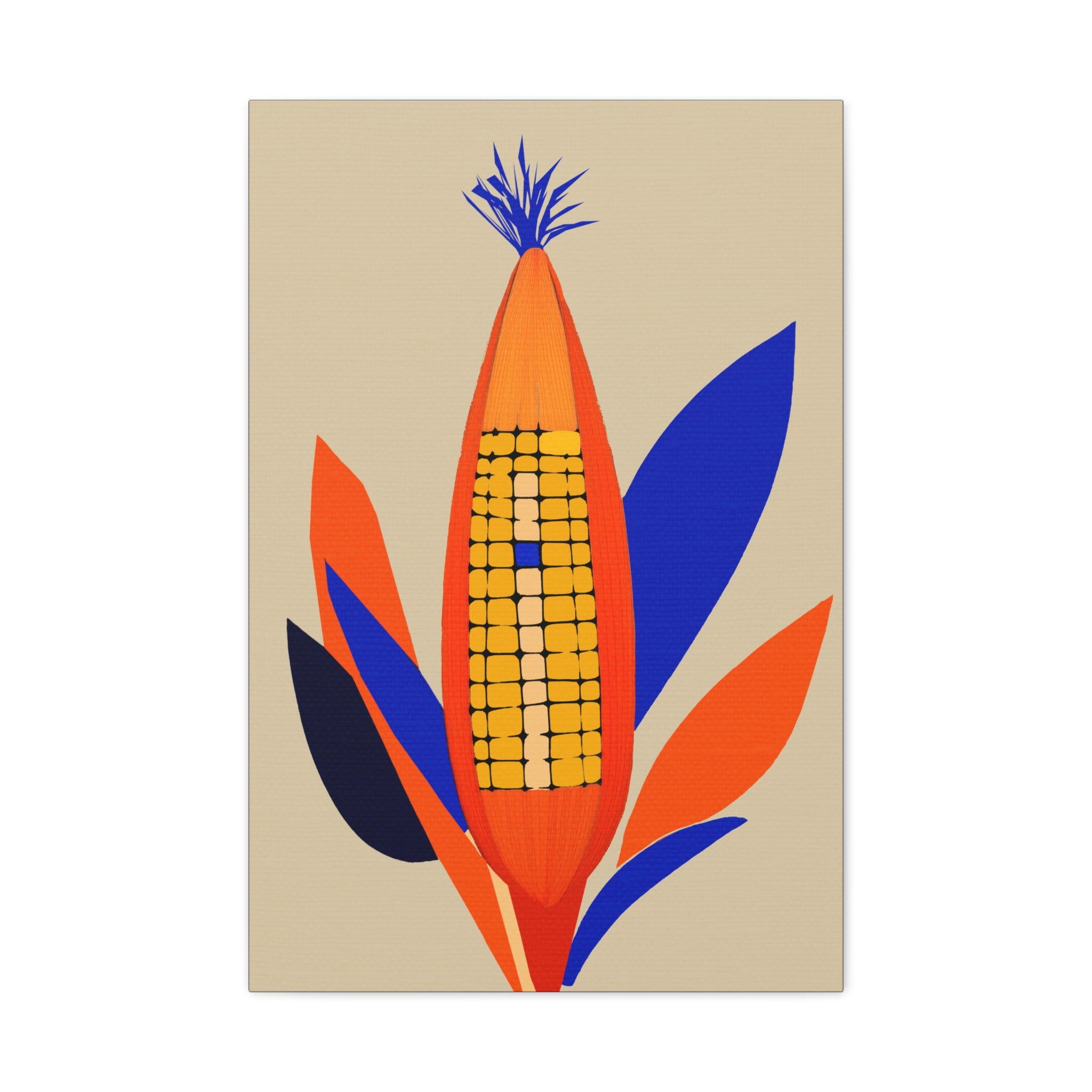 Midwest Mod Corn Portrait No. 2 Art Print - Matte Canvas, Stretched, 1.25"