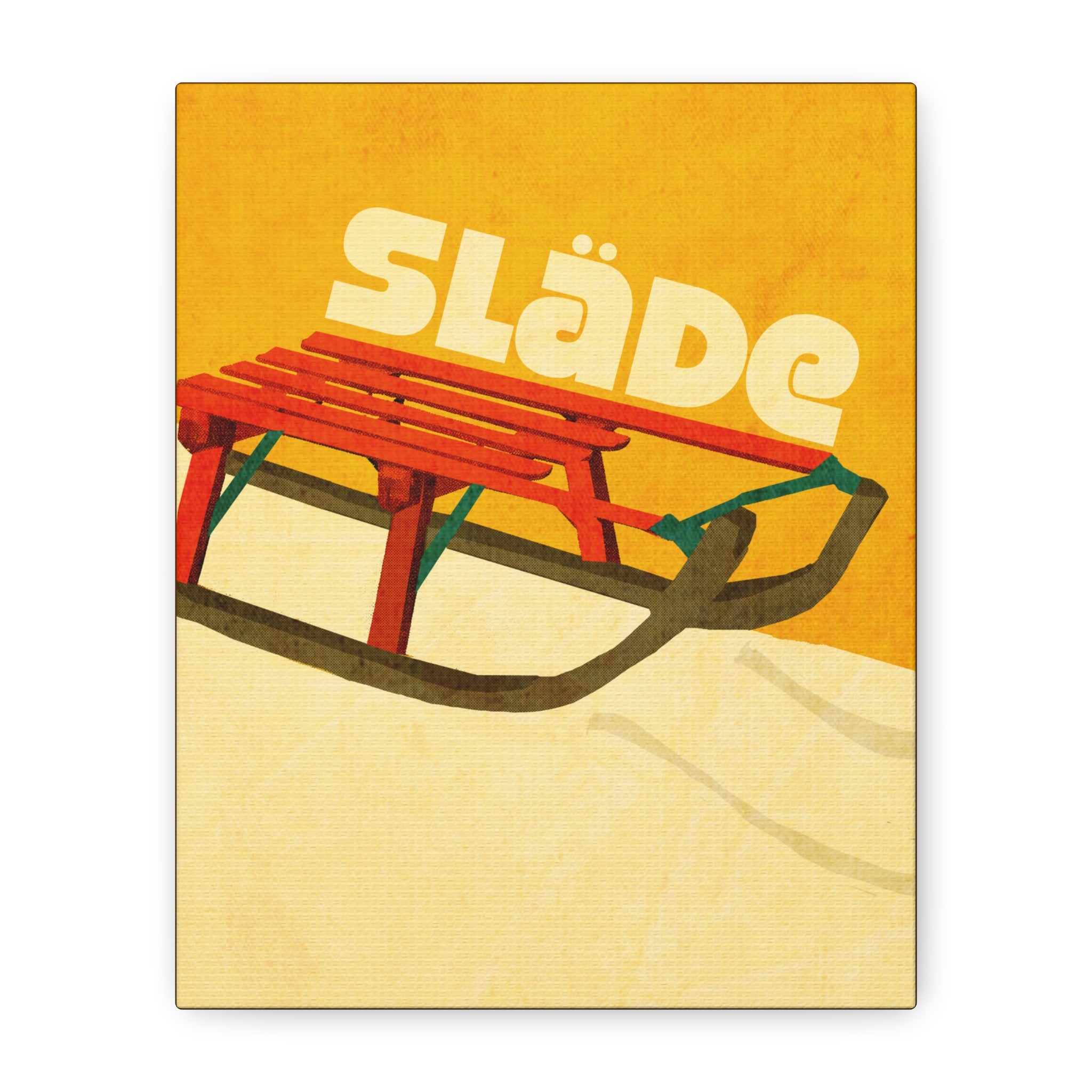 Midwest Mod Seasonal Winter Art Print Snow Sled Swedish Slade - Matte Canvas, Stretched, 1.25"