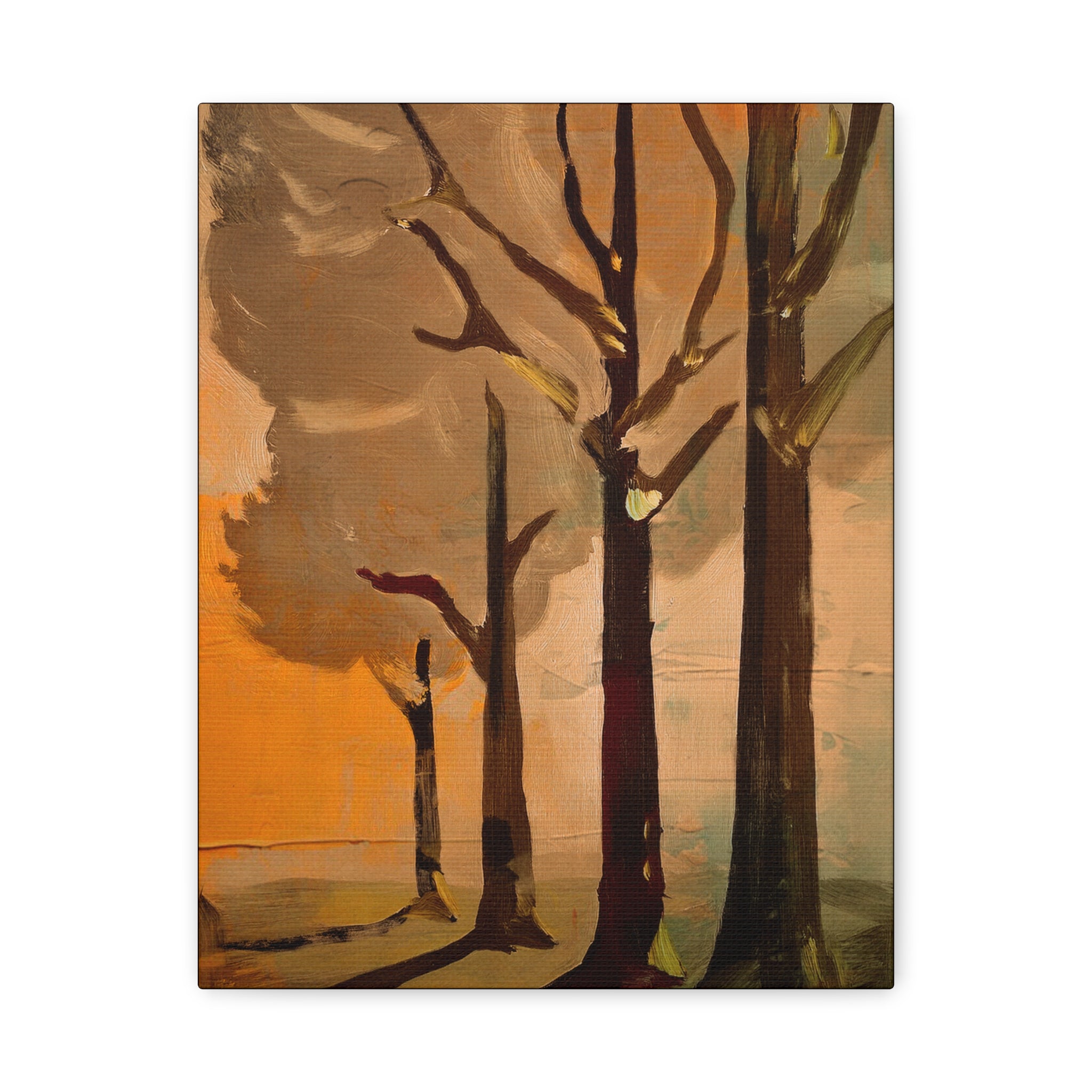 Midwest Mod Summer Cottonwood Trees Art Print - Matte Canvas, Stretched, 1.25"