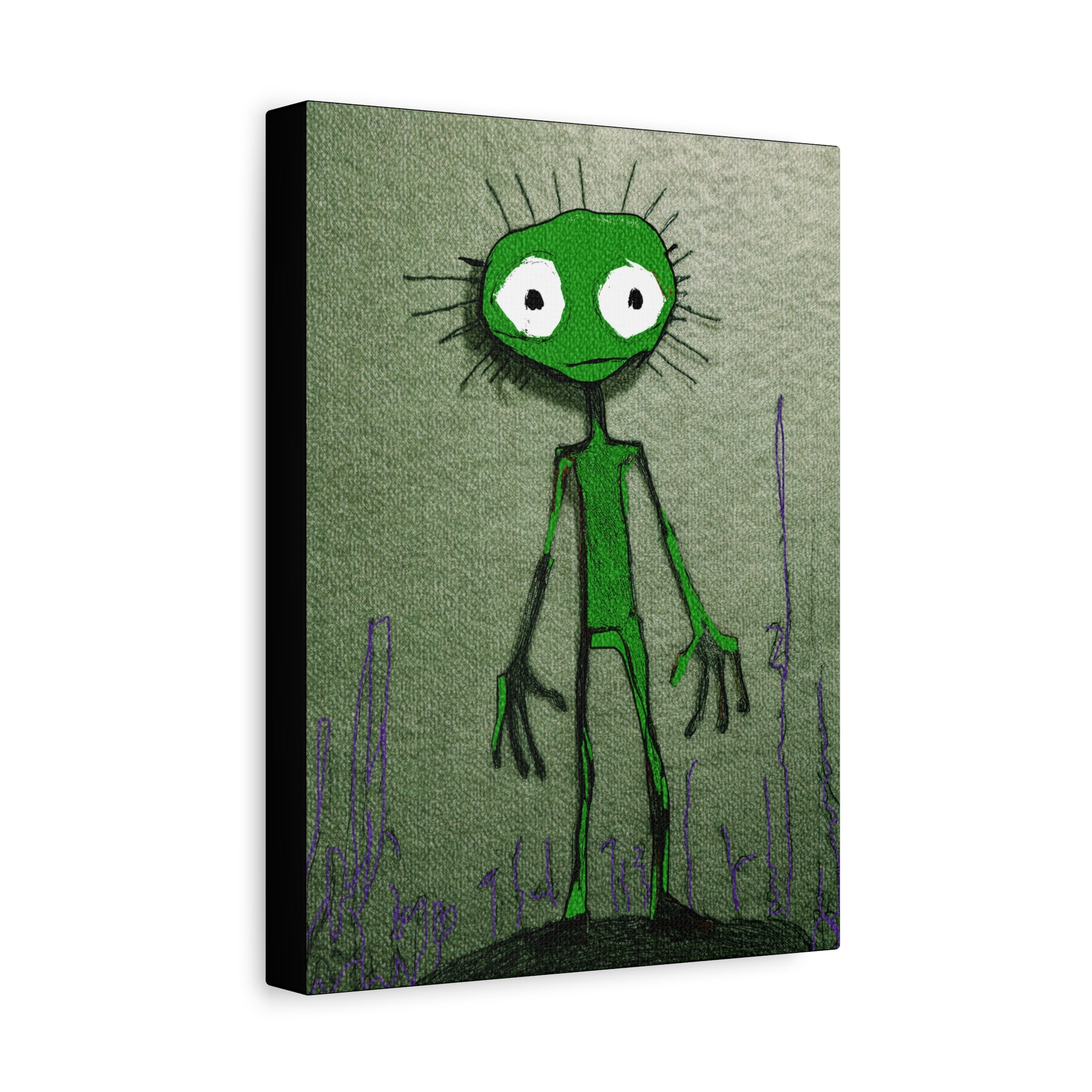 Halloween Seasonal Midwest Mod Green Creature Monster Pop Art Print  - Matte Canvas, Stretched, 1.25"