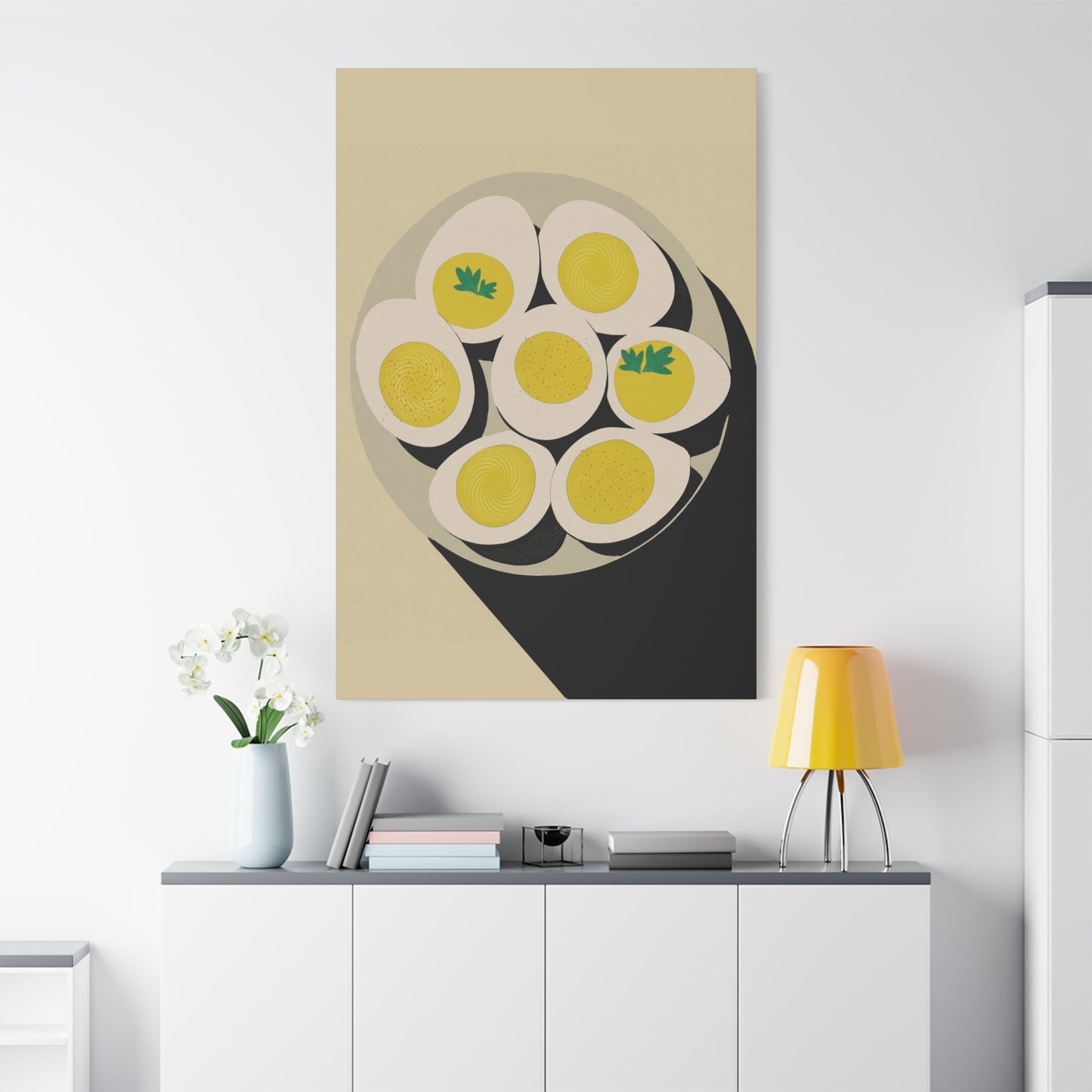 Pop Art Style Deviled Eggs Art Print - Matte Canvas, Stretched, 1.25"