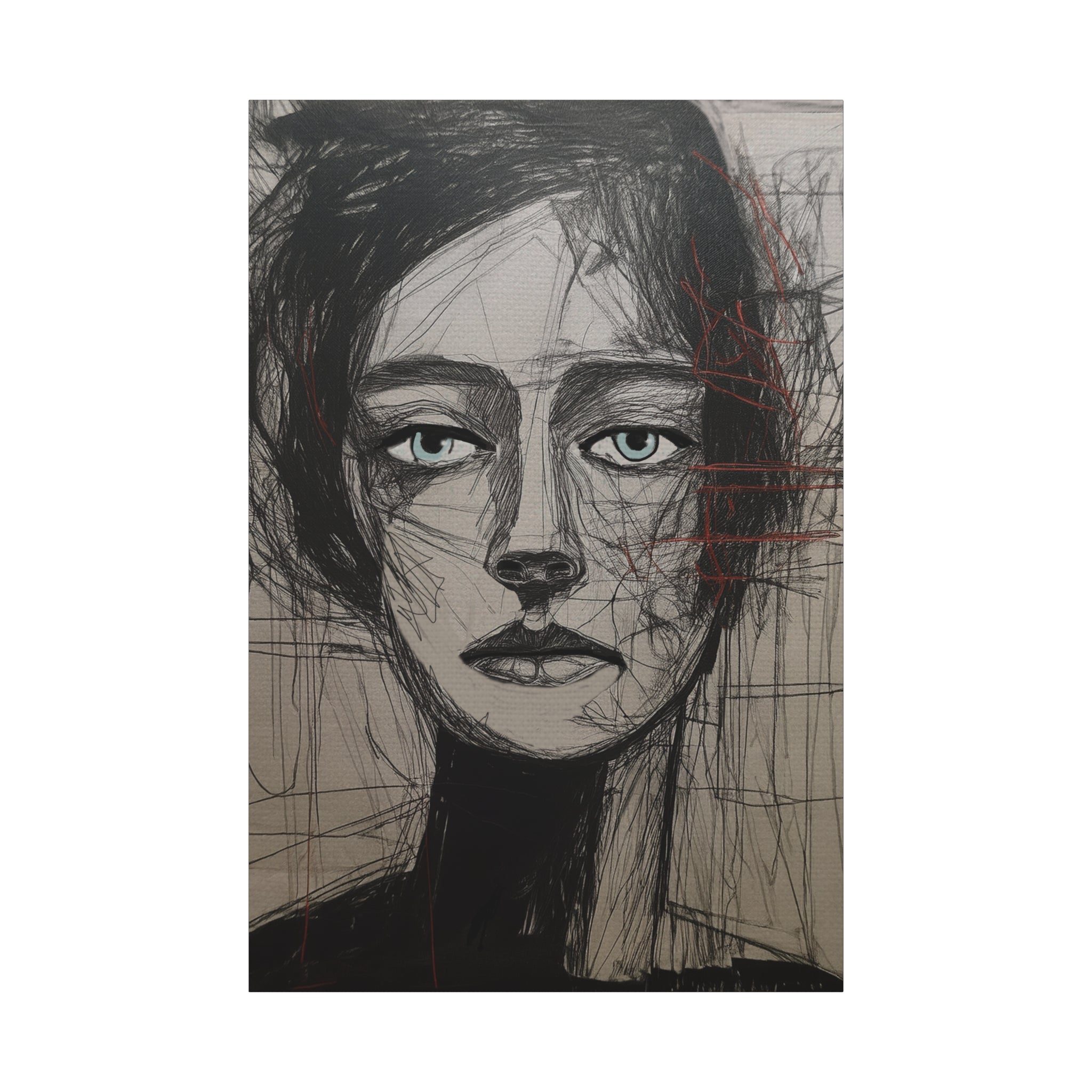 Abstract Woman Portrait Collaborative Modern Art Print Number Two- Matte Canvas, Stretched, 1.25"