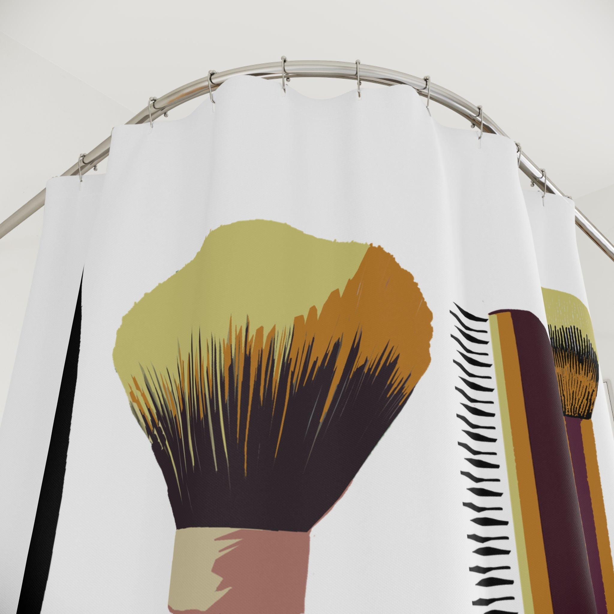Modern Graphic Make Up Brush Brushes Shower Curtain