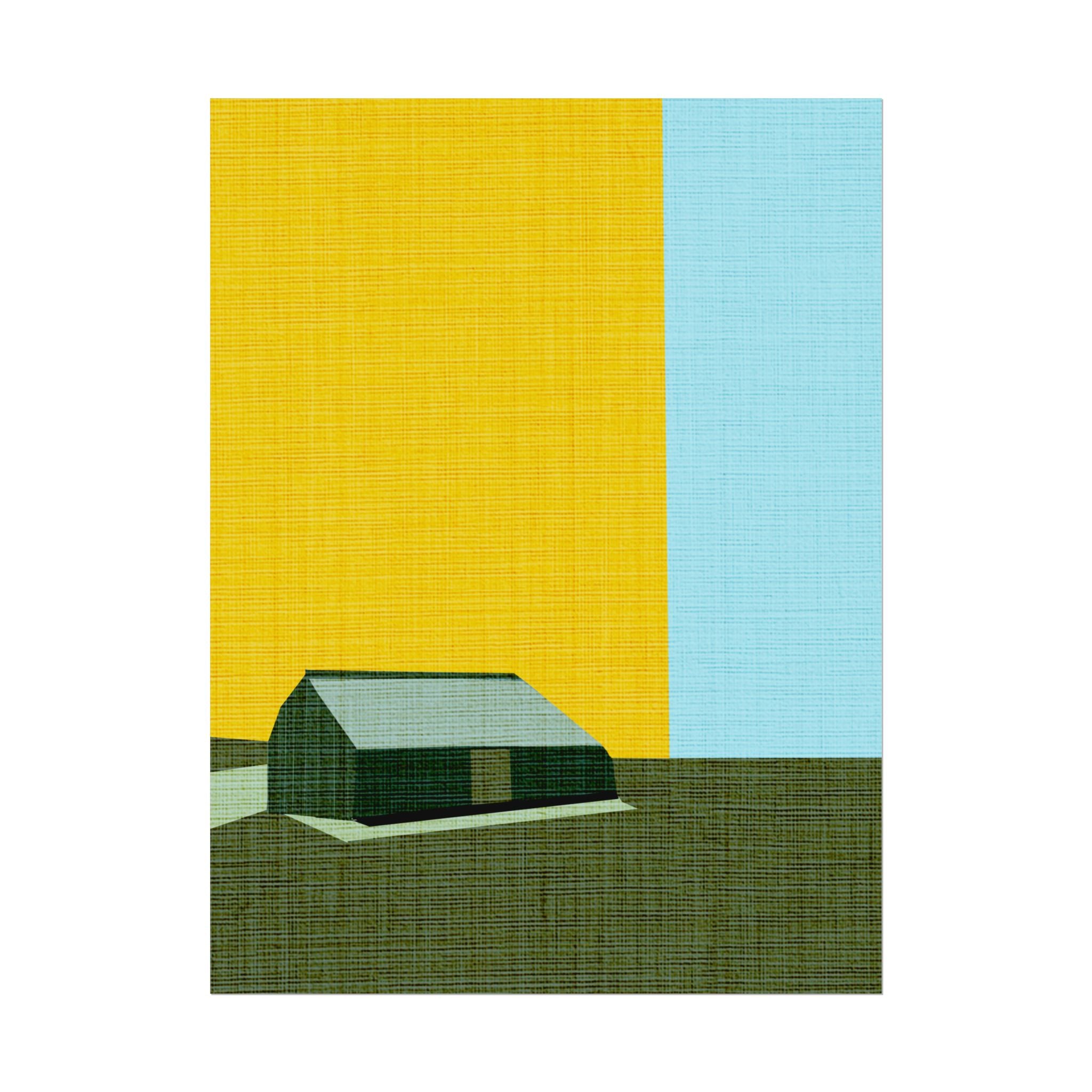 Midwest Modern Prairie Green Barn Landscape Print Rolled Poster | Wall Art, Midwest Mod, Prairie, Architecture