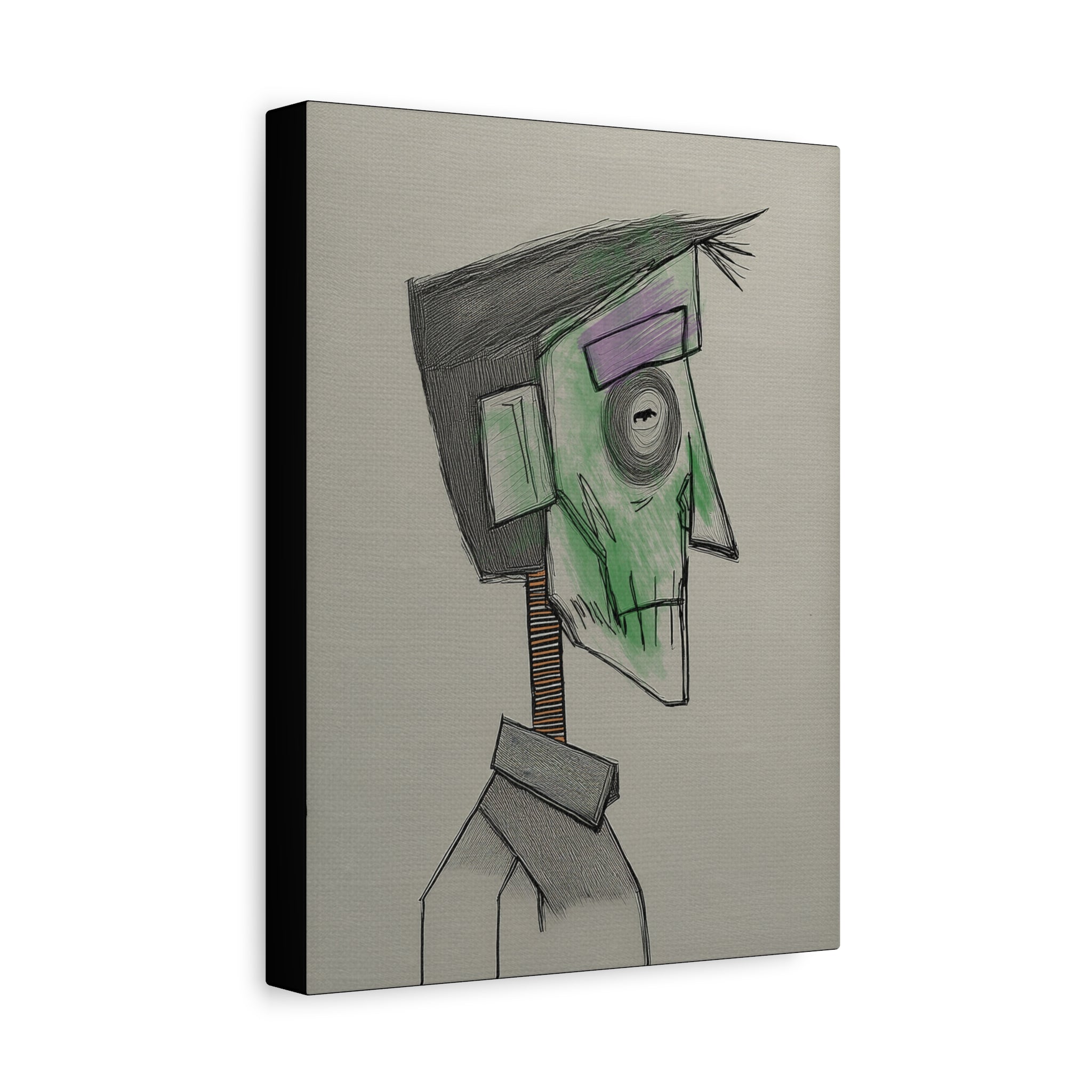 Frankenstein Frank #2 Halloween Art Print  - Matte Canvas, Stretched, 1.25"