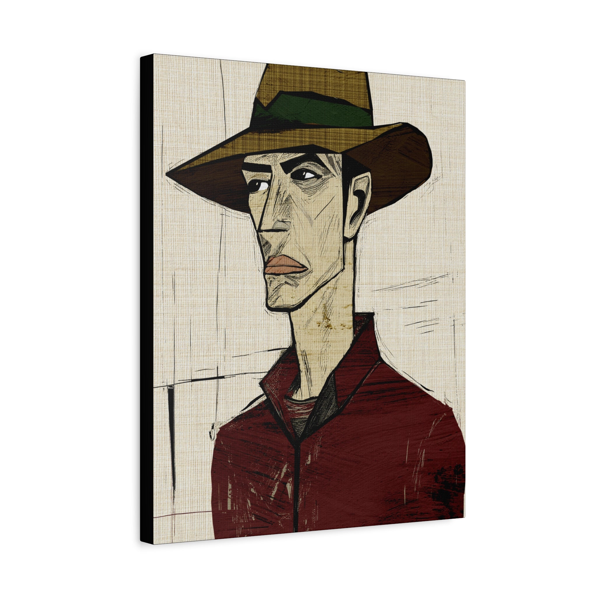 Abstract Cowboy Portrait Collaborative Modern Art Print Number Two - Matte Canvas, Stretched, 1.25"