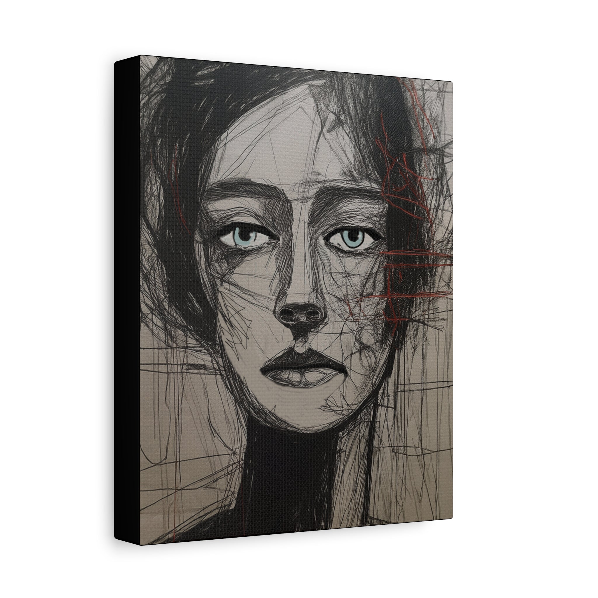 Abstract Woman Portrait Collaborative Modern Art Print Number Two- Matte Canvas, Stretched, 1.25"