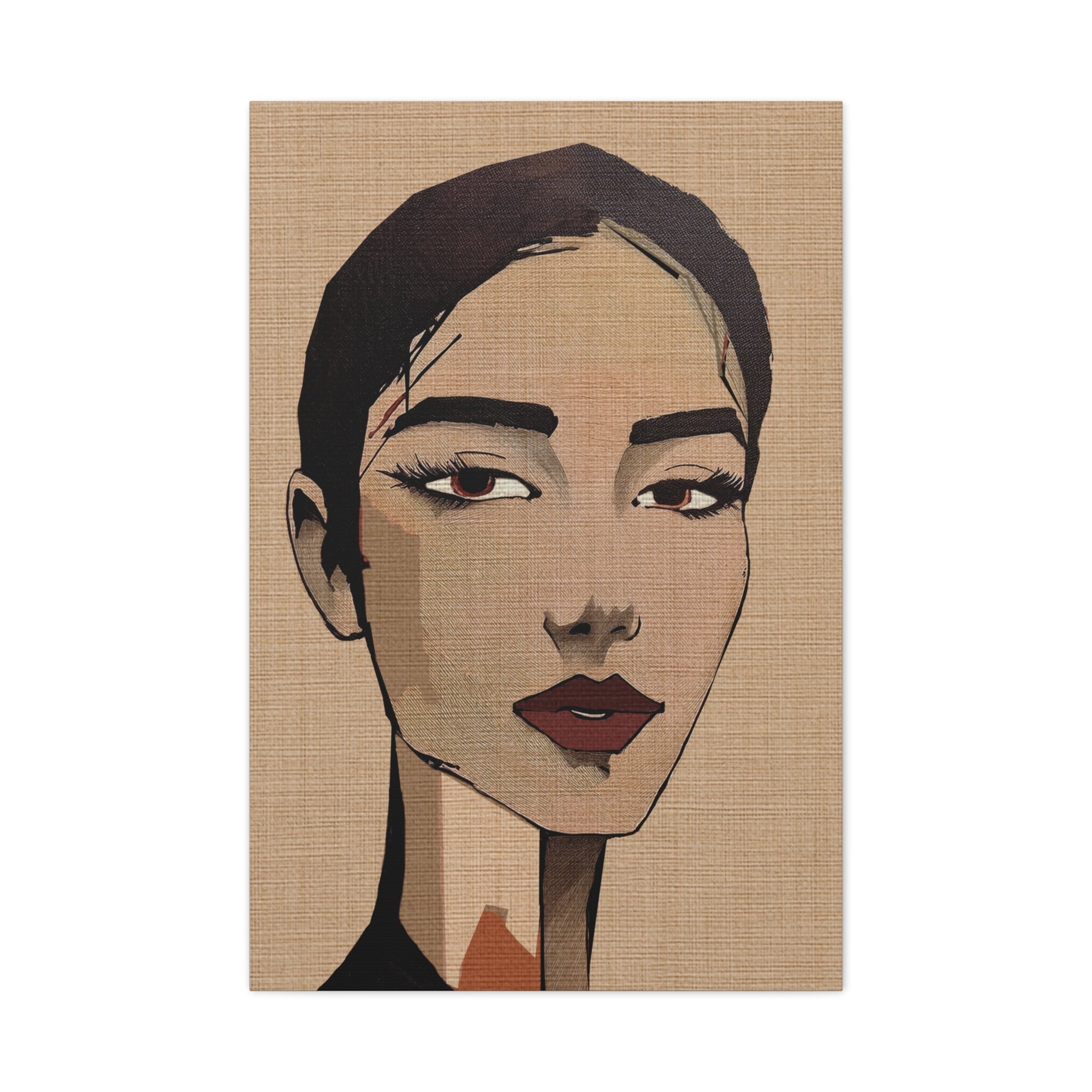 Abstract Woman Portrait Short Hair Don't Care Art Print - Matte Canvas, Stretched, 1.25"