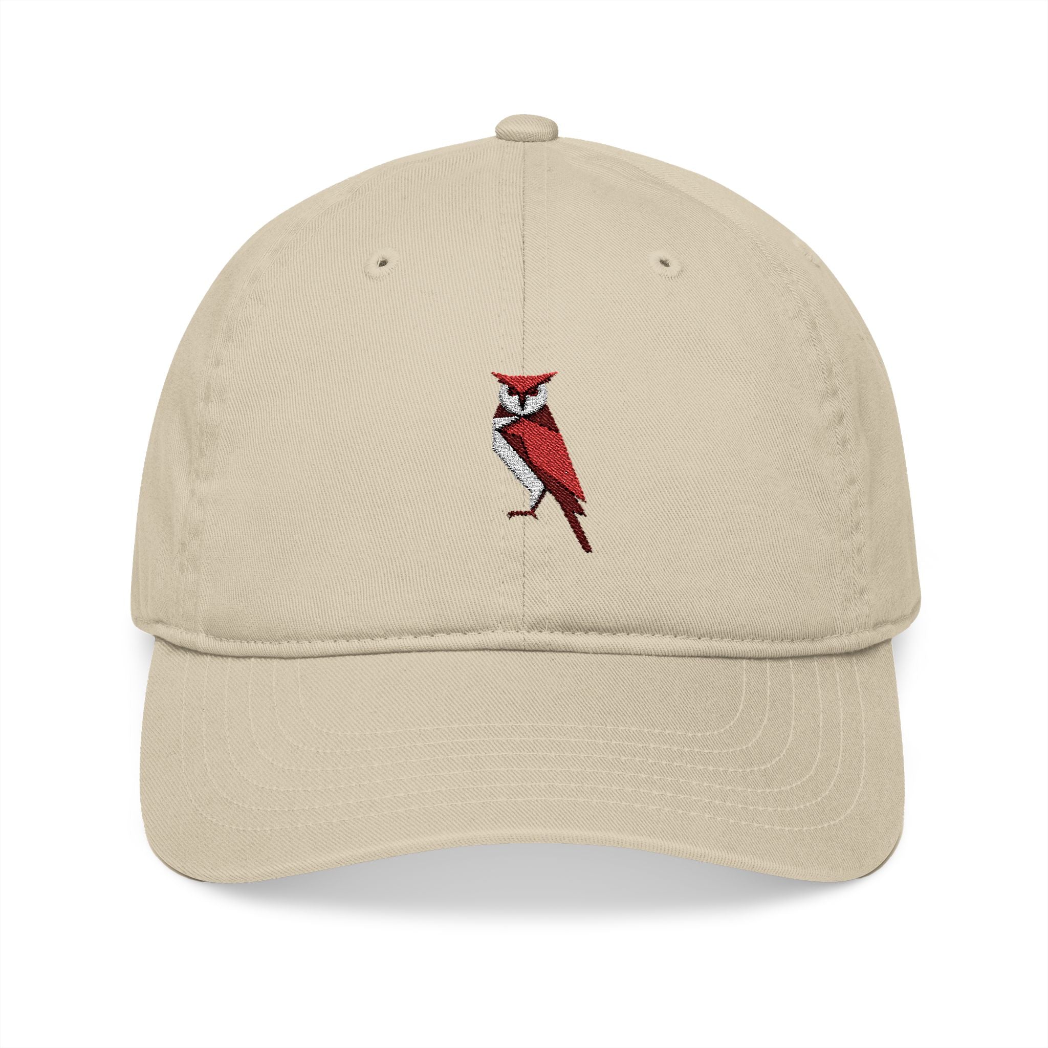 Embroidered Organic Baseball Cap - Midwest Modern Simple Owl Design