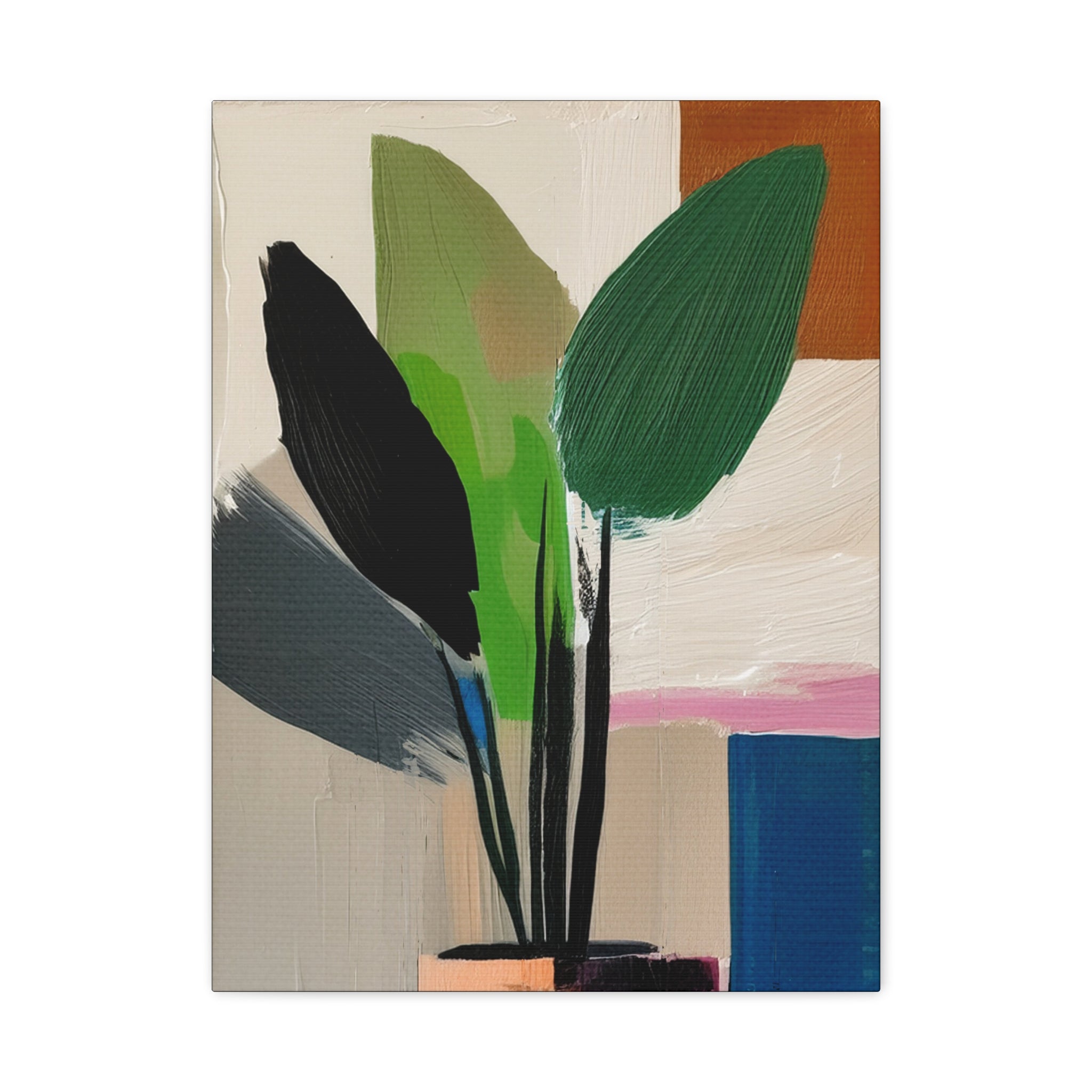 Midwest Mod Abstract Houseplant Plant Art Print No. 400 - Matte Canvas, Stretched, 1.25"