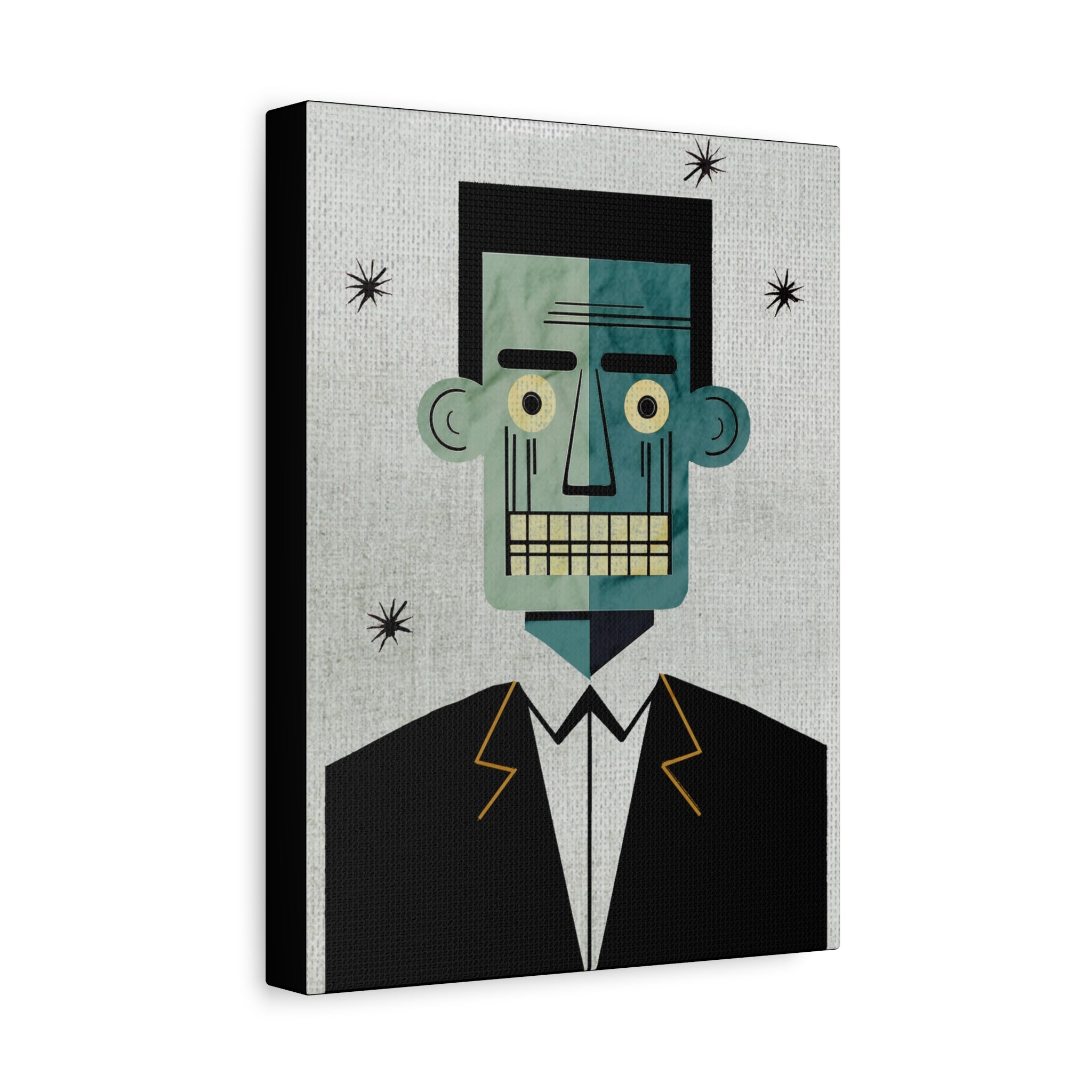 Halloween Seasonal Midwest Mod Frankentstein Monster Pop Art Print  - Matte Canvas, Stretched, 1.25"