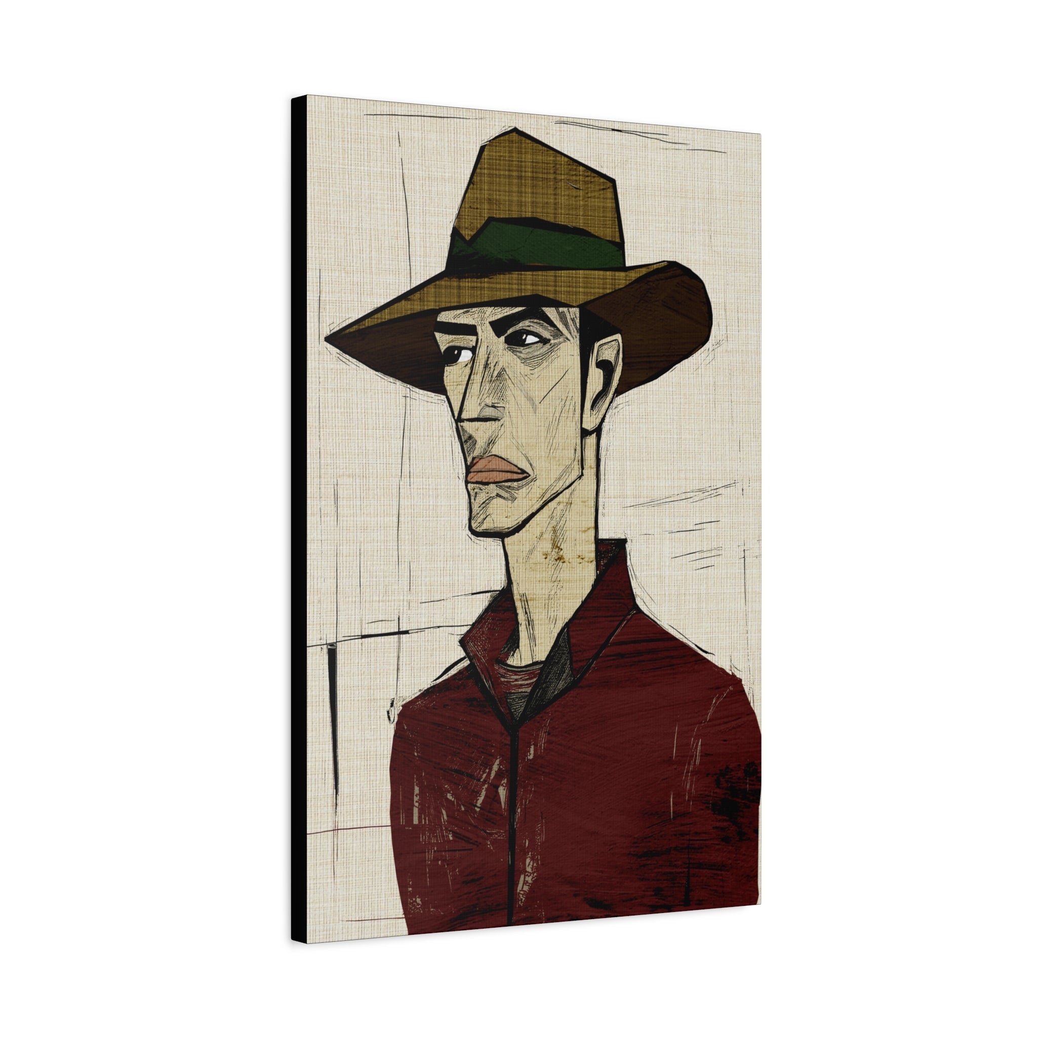 Abstract Cowboy Portrait Collaborative Modern Art Print Number Two - Matte Canvas, Stretched, 1.25"